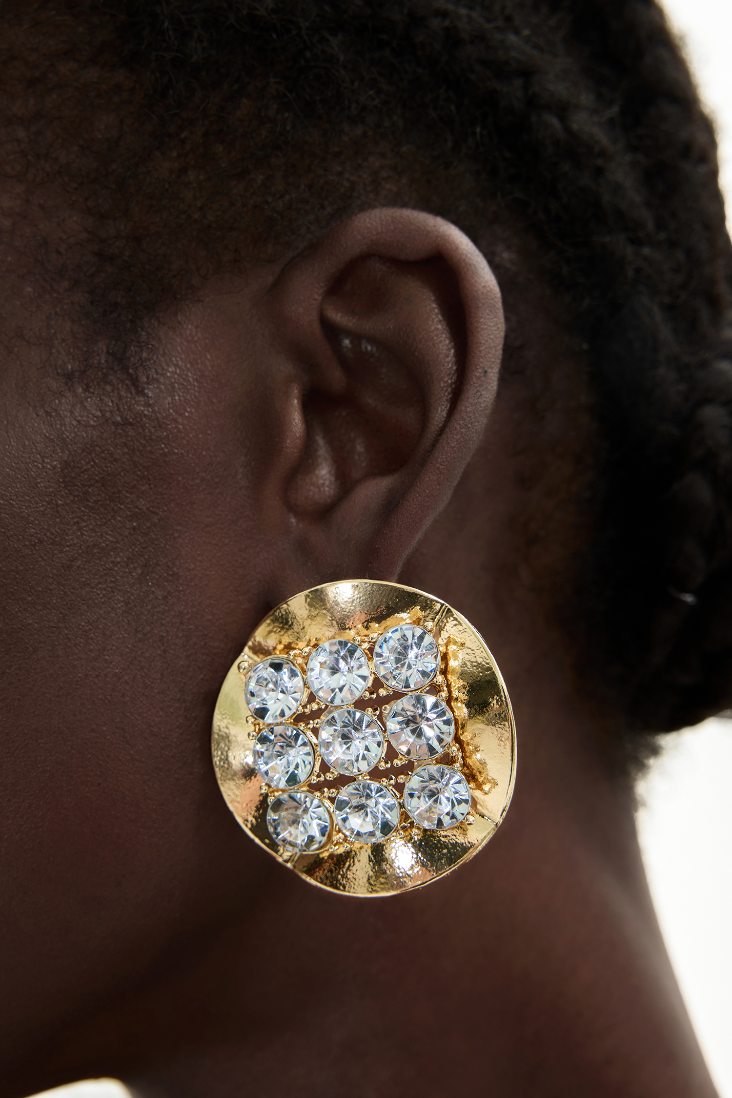 Round Faux Diamond Metal Earrings