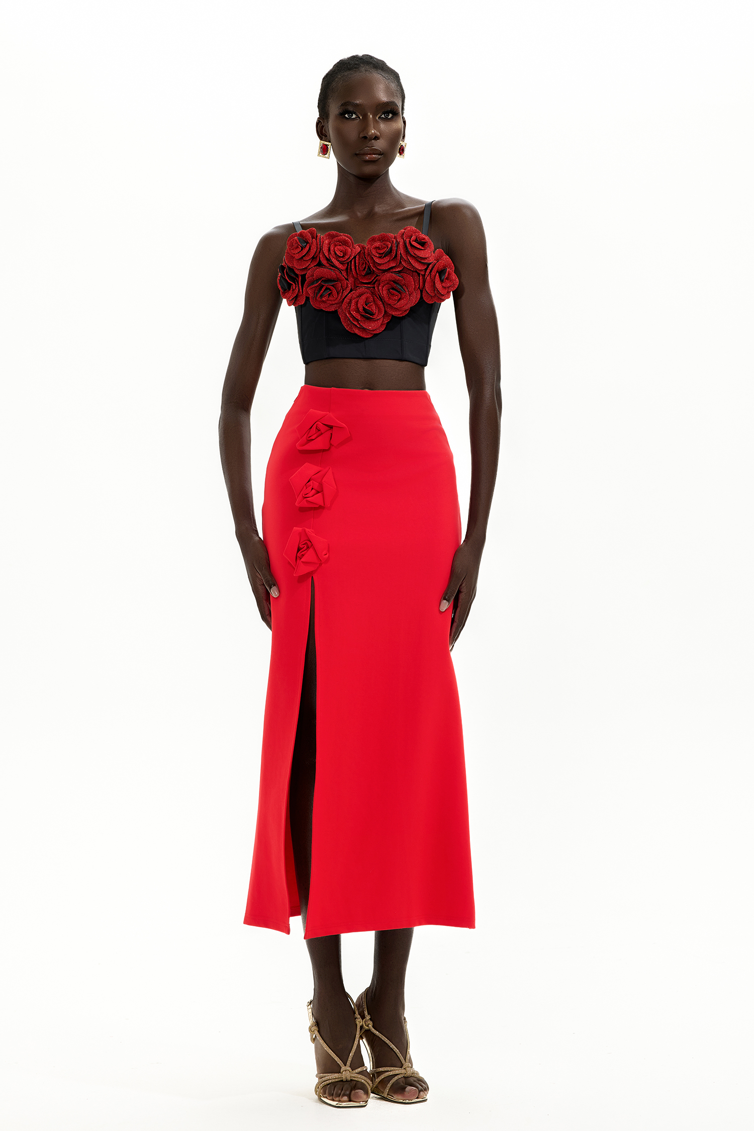 3D Flower Sweetheart Neck Slip Mini Top