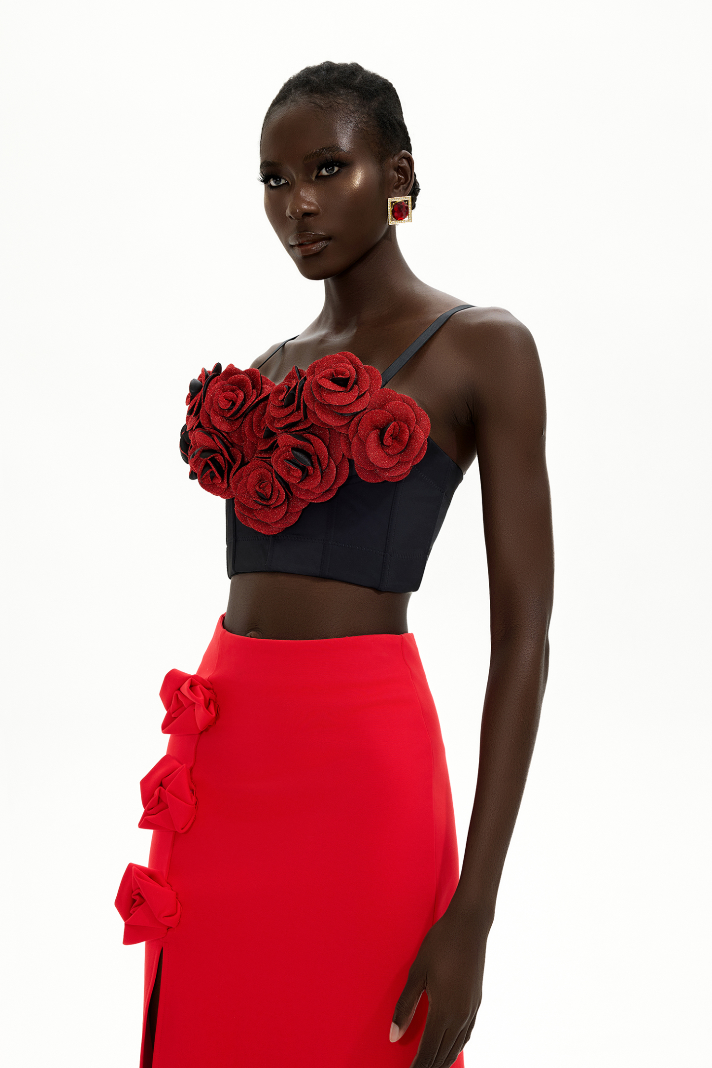 3D Flower Sweetheart Neck Slip Mini Top