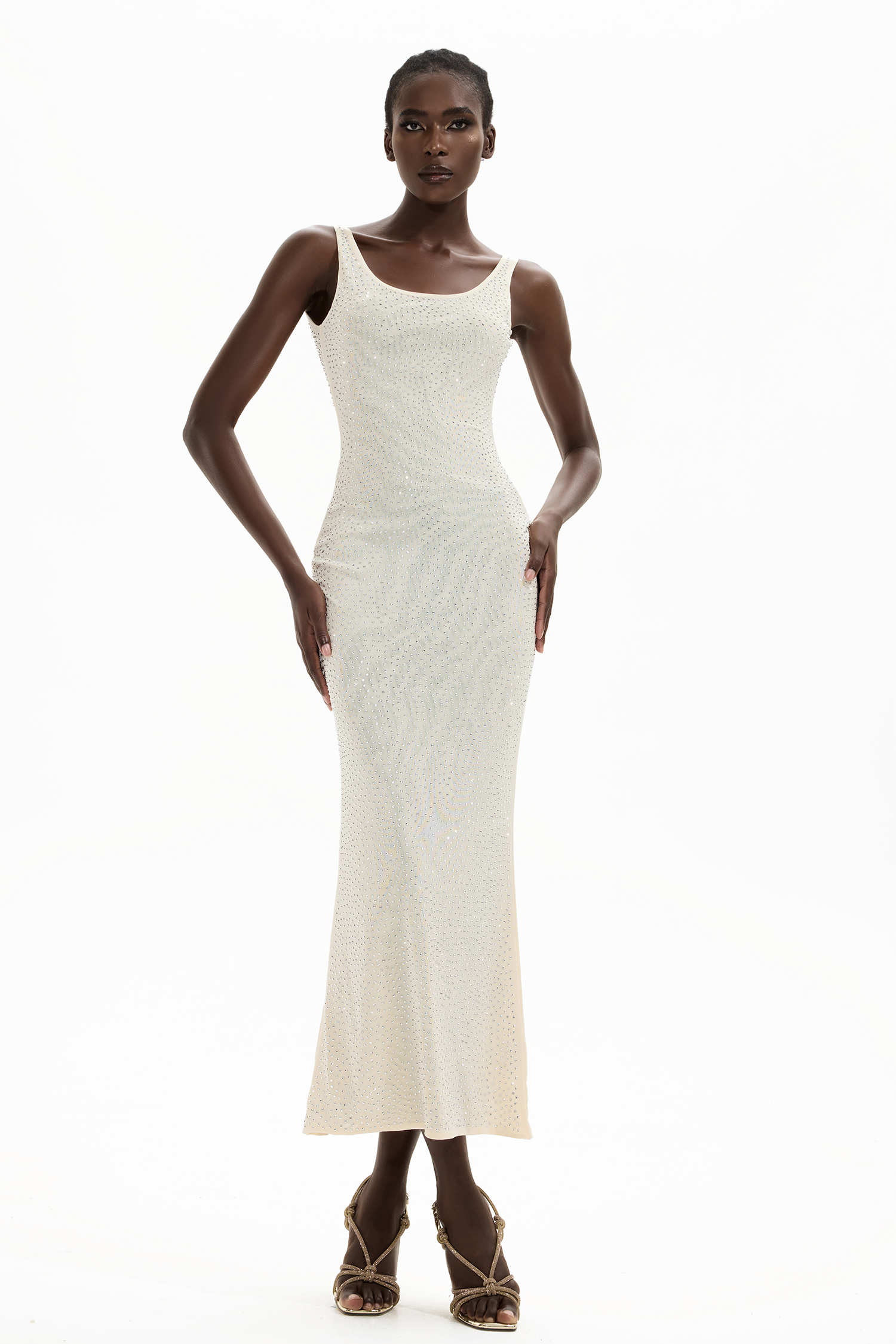 Sequin Mesh Bodycon Slip Maxi Dress