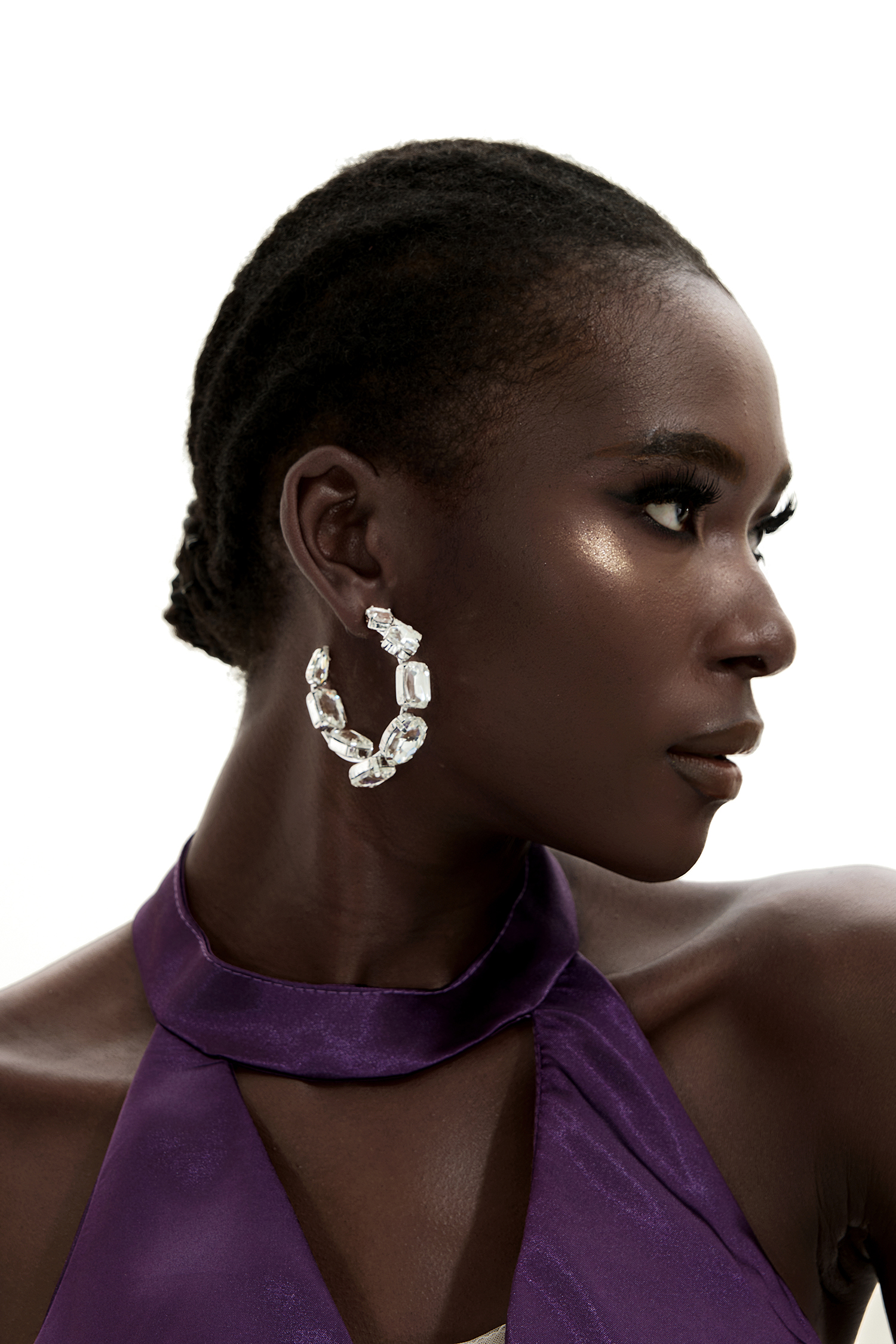 Faux Diamond Metal Earrings