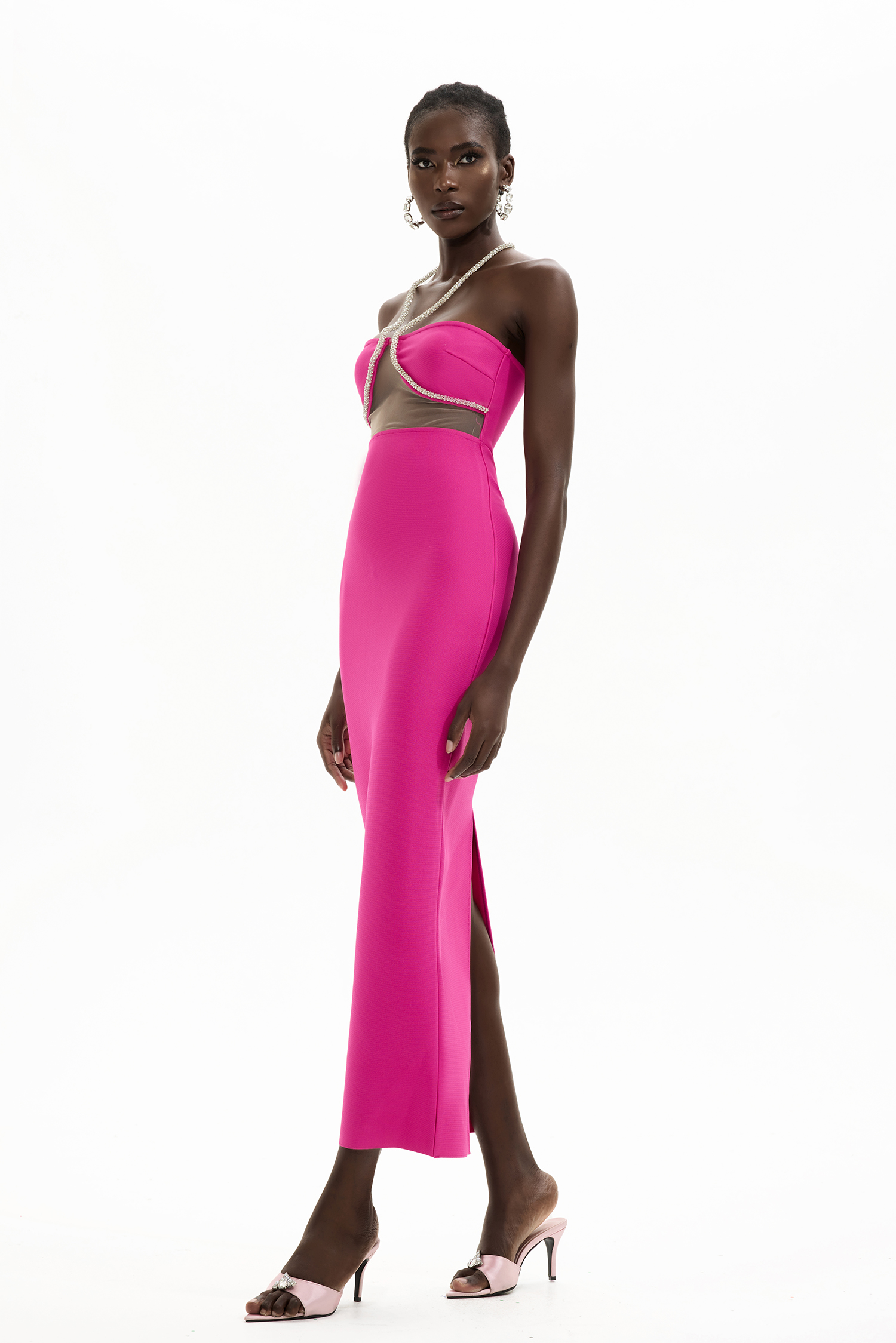 Bandage Halter Neck Midi Dress