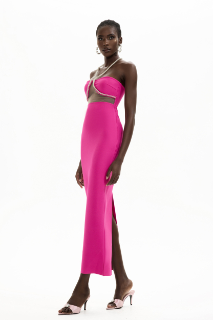 Bandage Halter Neck Midi Dress