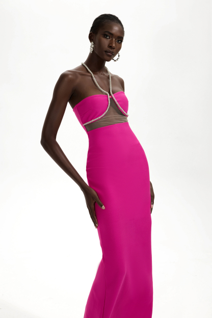 Bandage Halter Neck Midi Dress