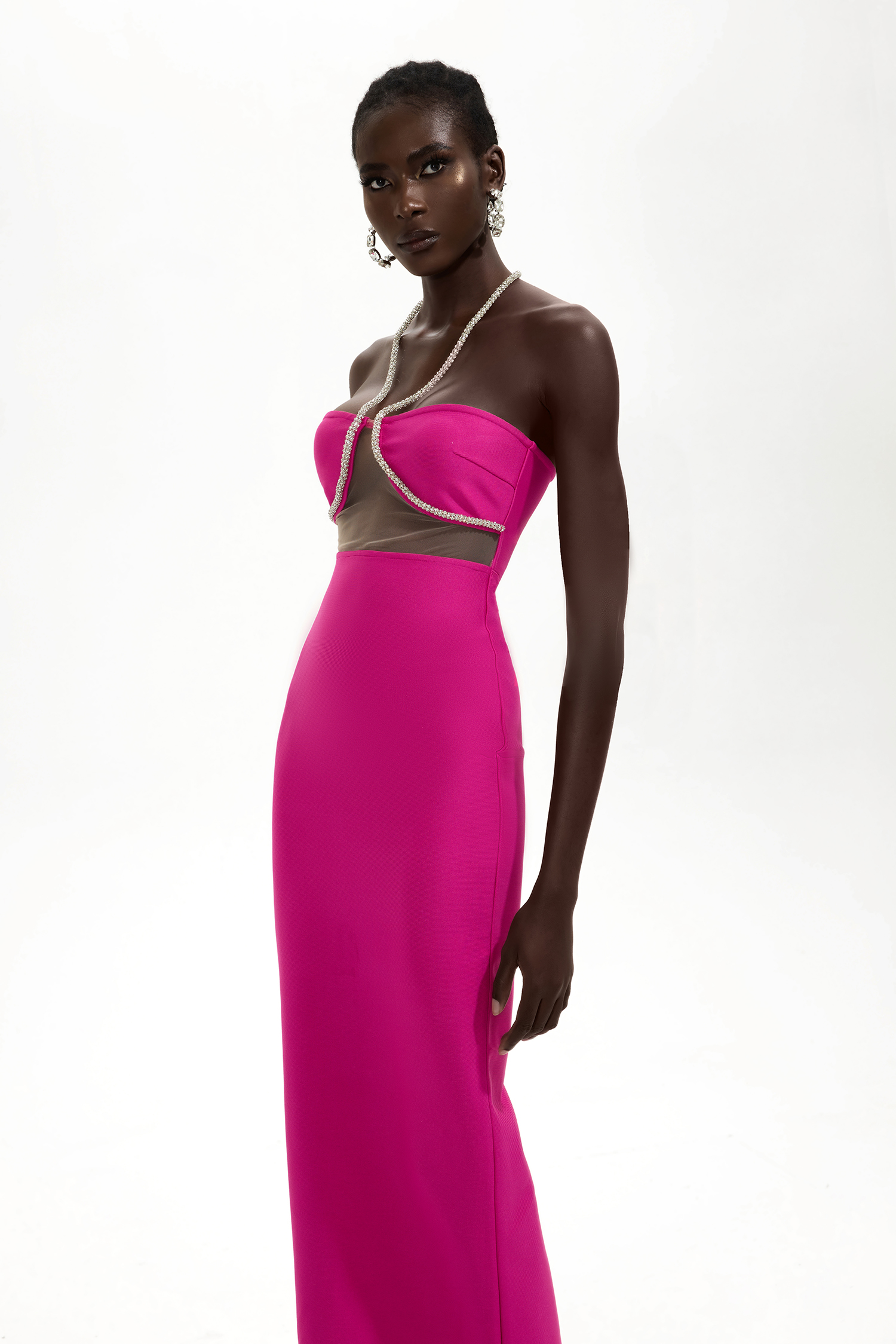 Bandage Halter Neck Midi Dress