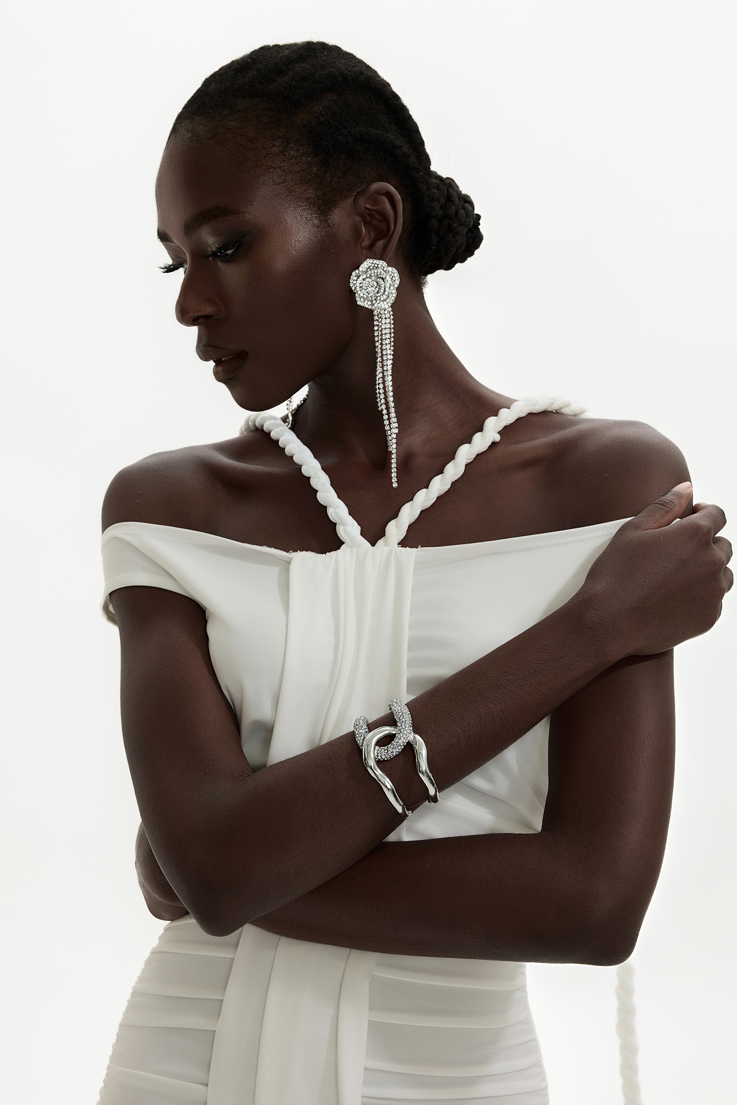 Rhinestone Metal Cuff Bracelet