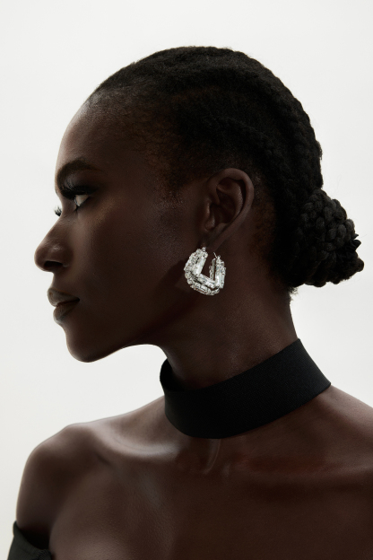 Faux Diamond Bag Shape Earrings