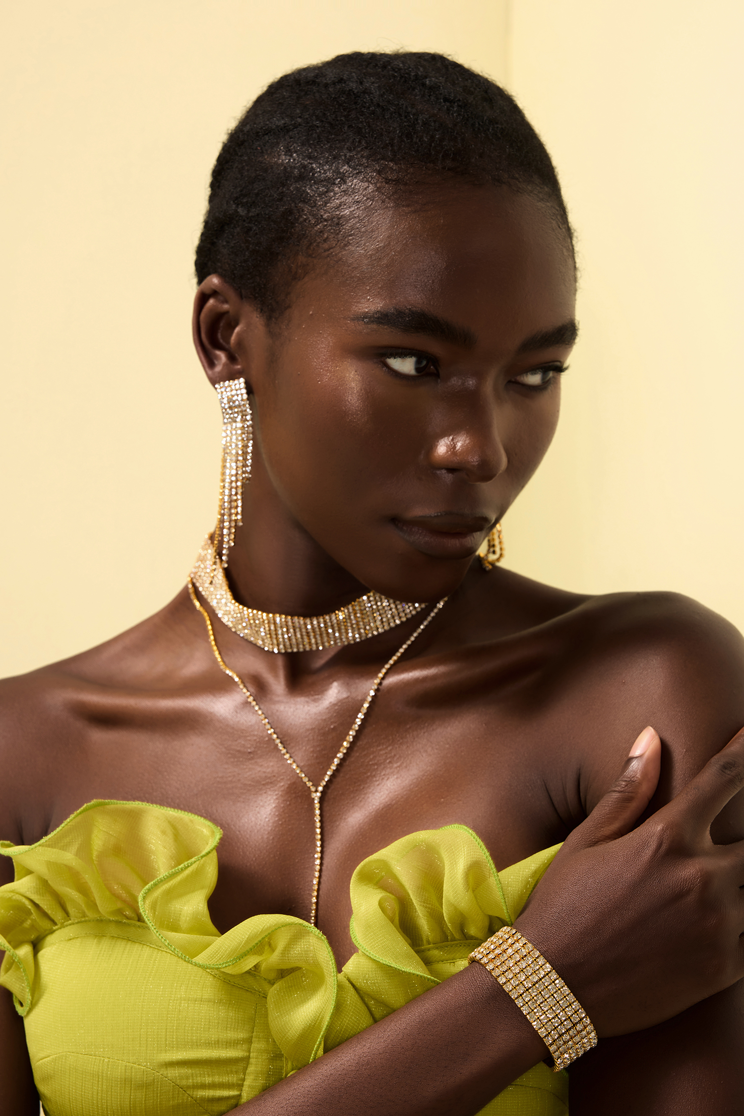 Faux Diamond Accessories Three Piece Set