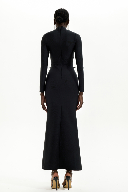 Bandage Cut-Out Long Sleeve Maxi Dress