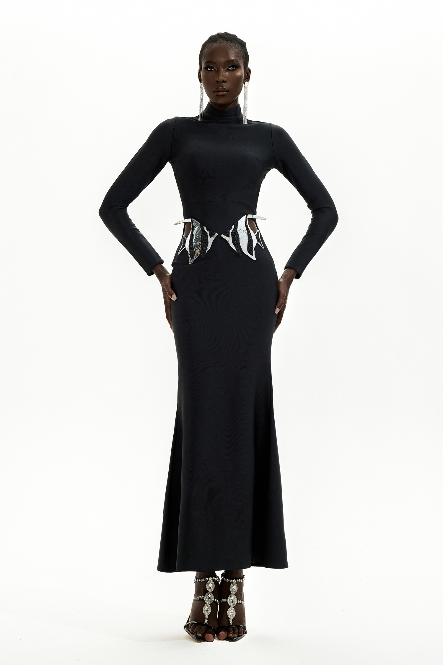 Bandage Cut-Out Long Sleeve Maxi Dress