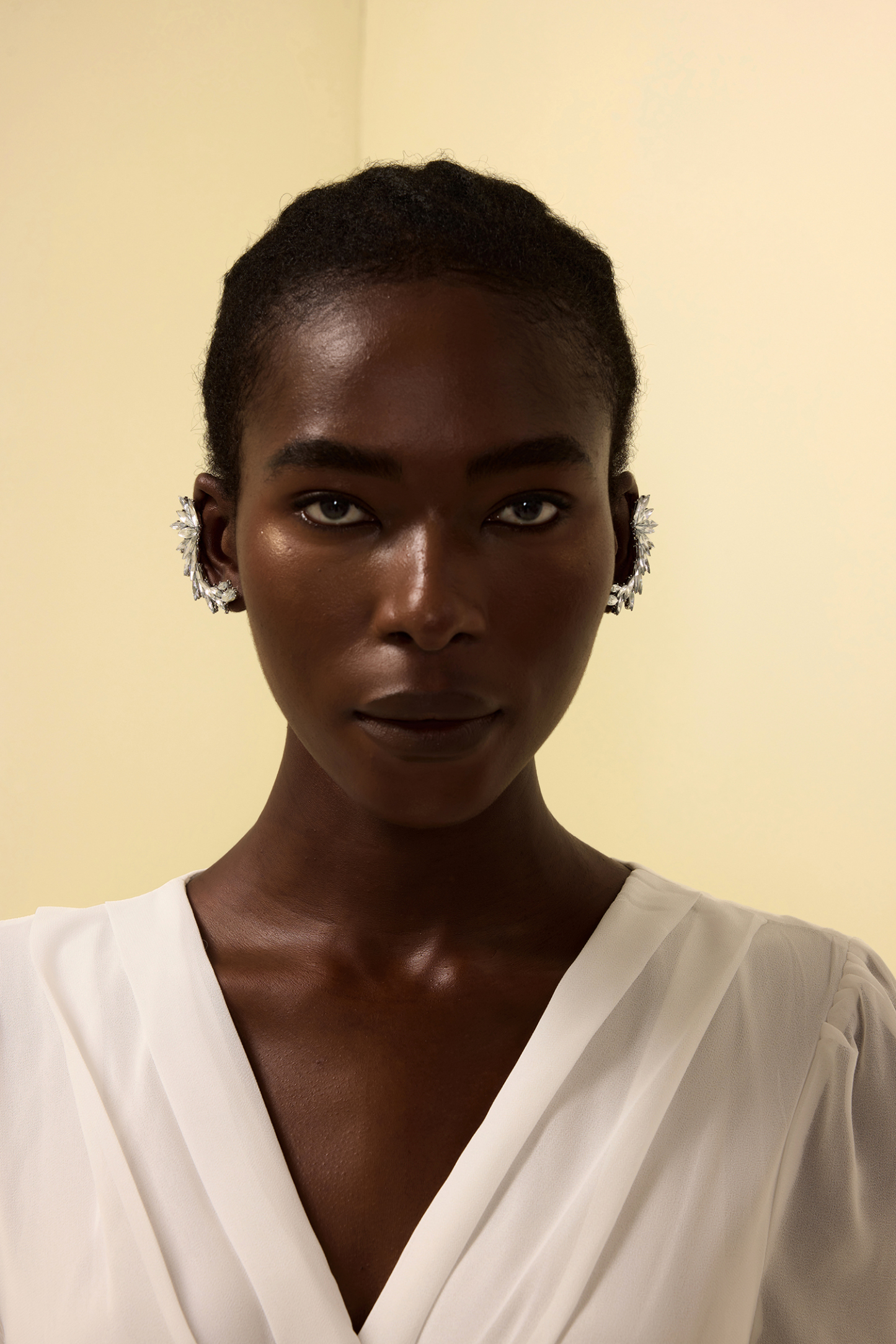 Rhinestone Drop Ear Clips Two Piece Set