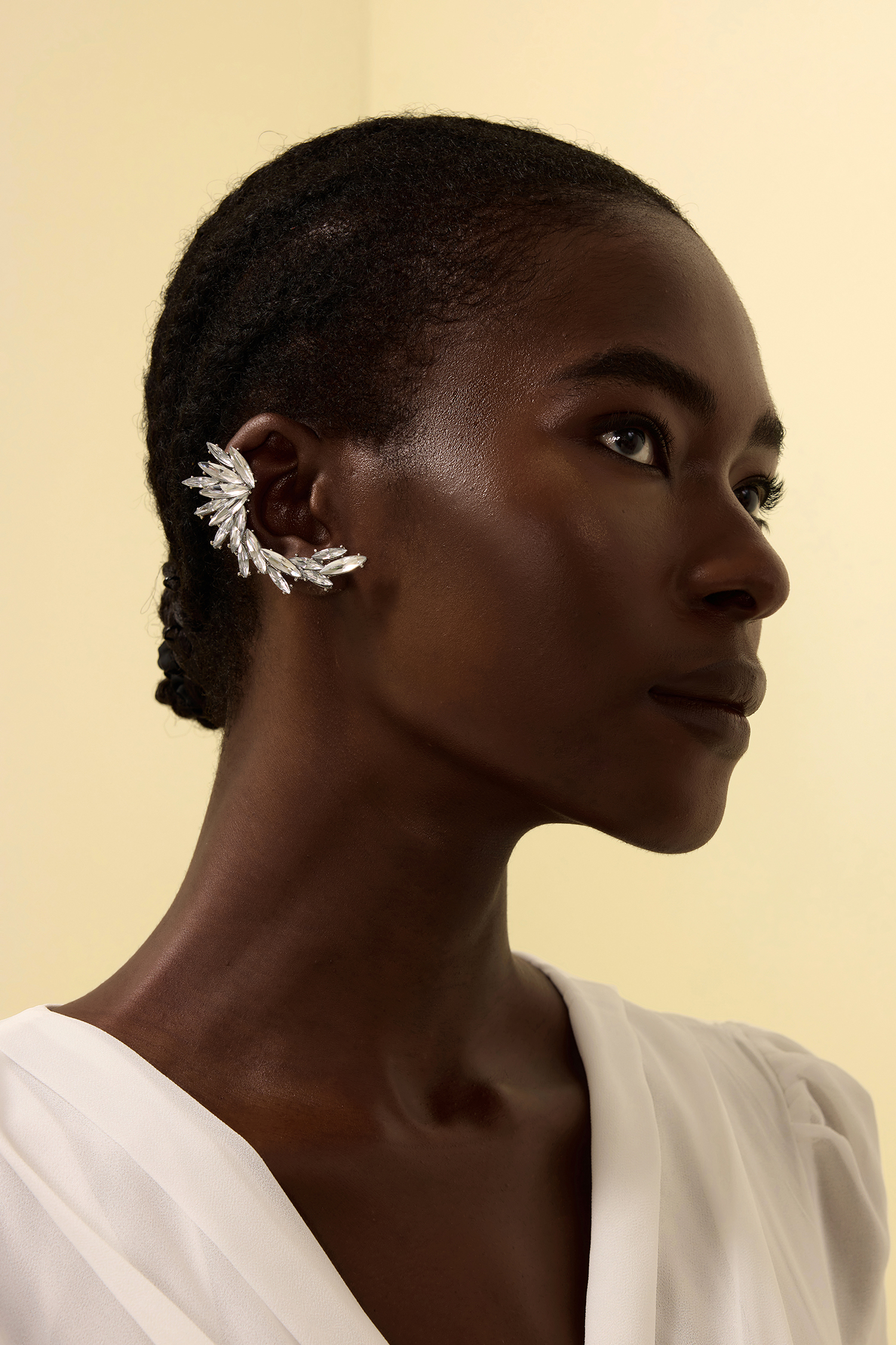 Rhinestone Drop Ear Clips Two Piece Set