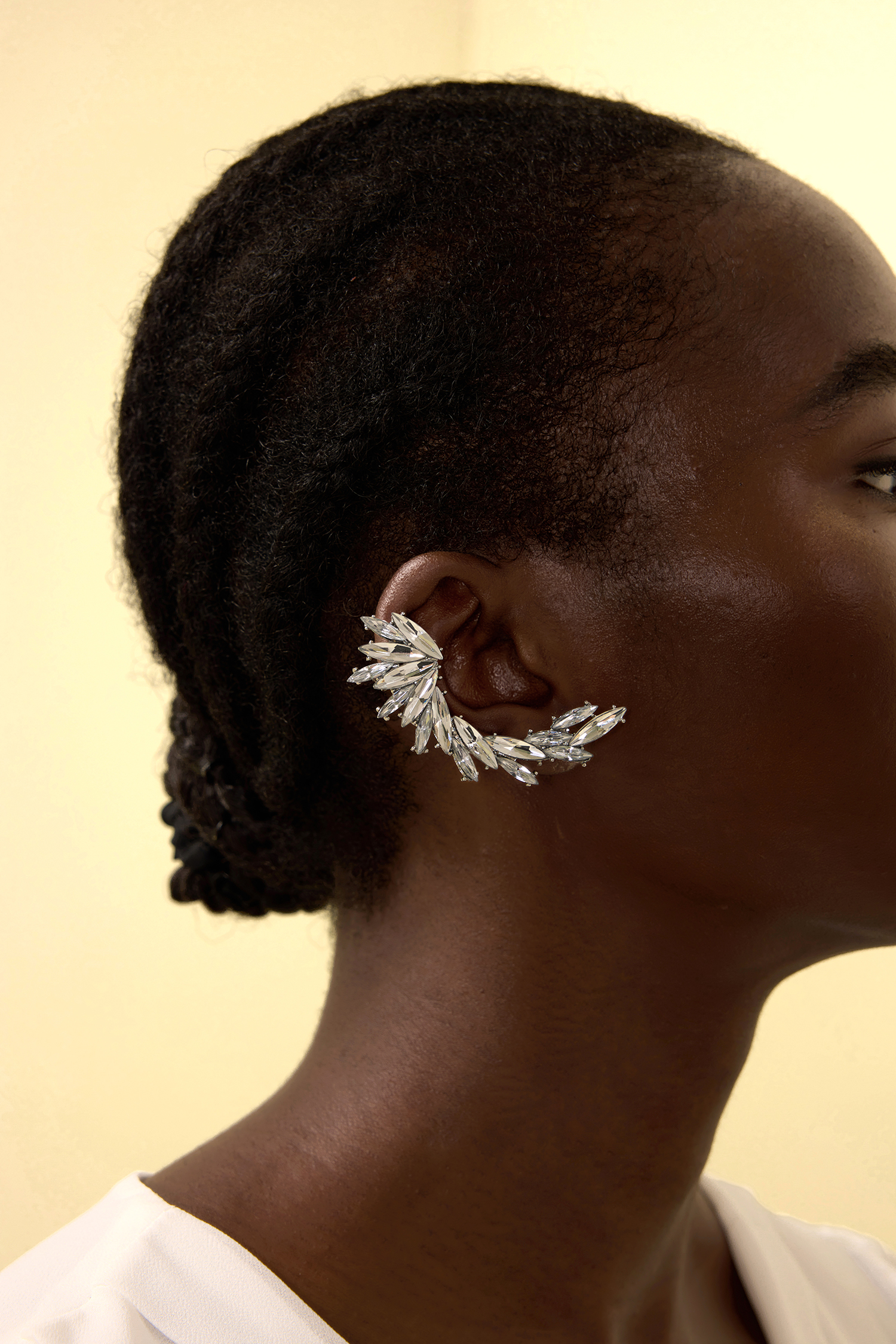 Rhinestone Drop Ear Clips Two Piece Set