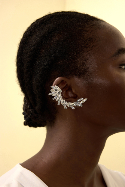 Rhinestone Drop Ear Clips Two Piece Set