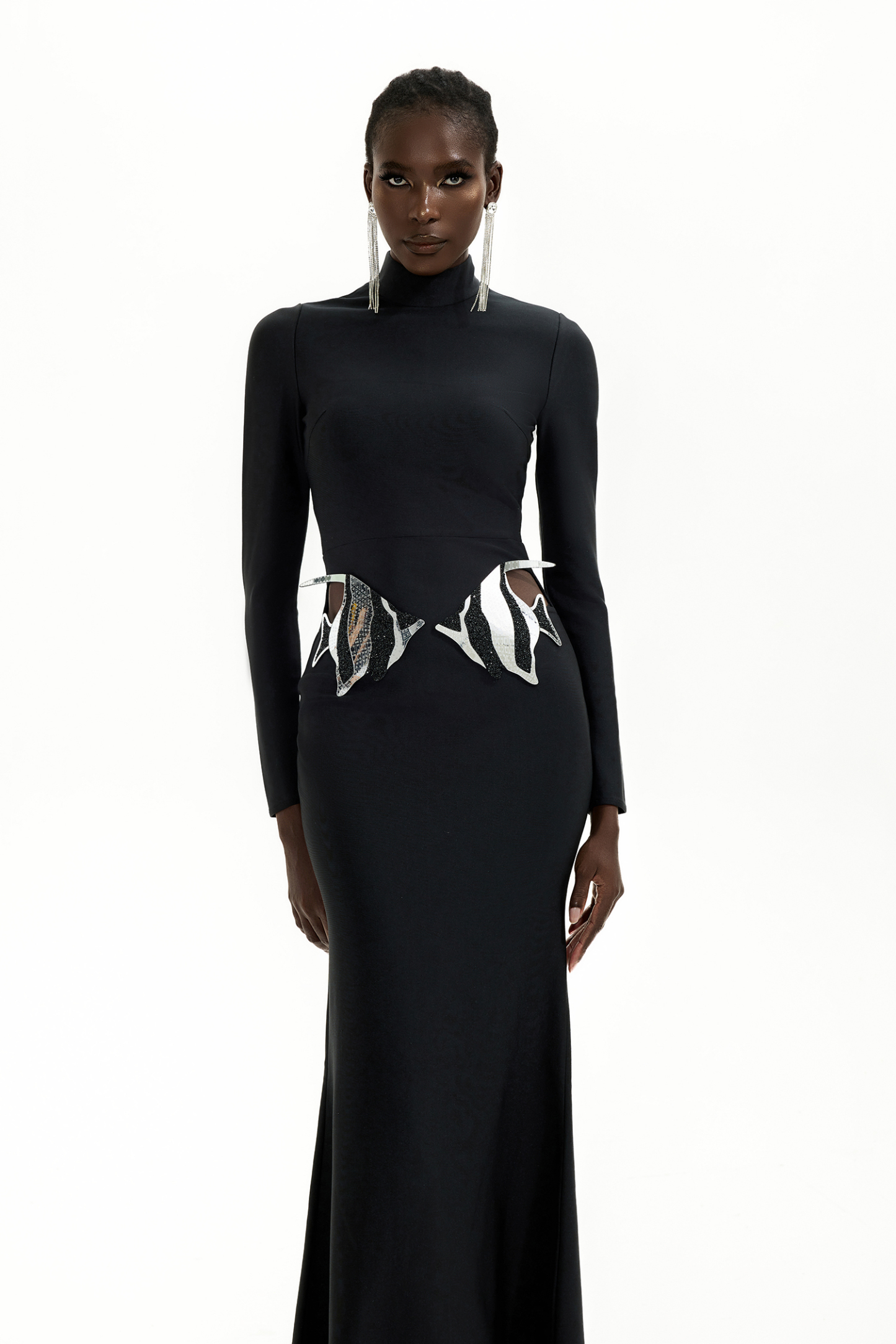 Bandage Cut-Out Long Sleeve Maxi Dress