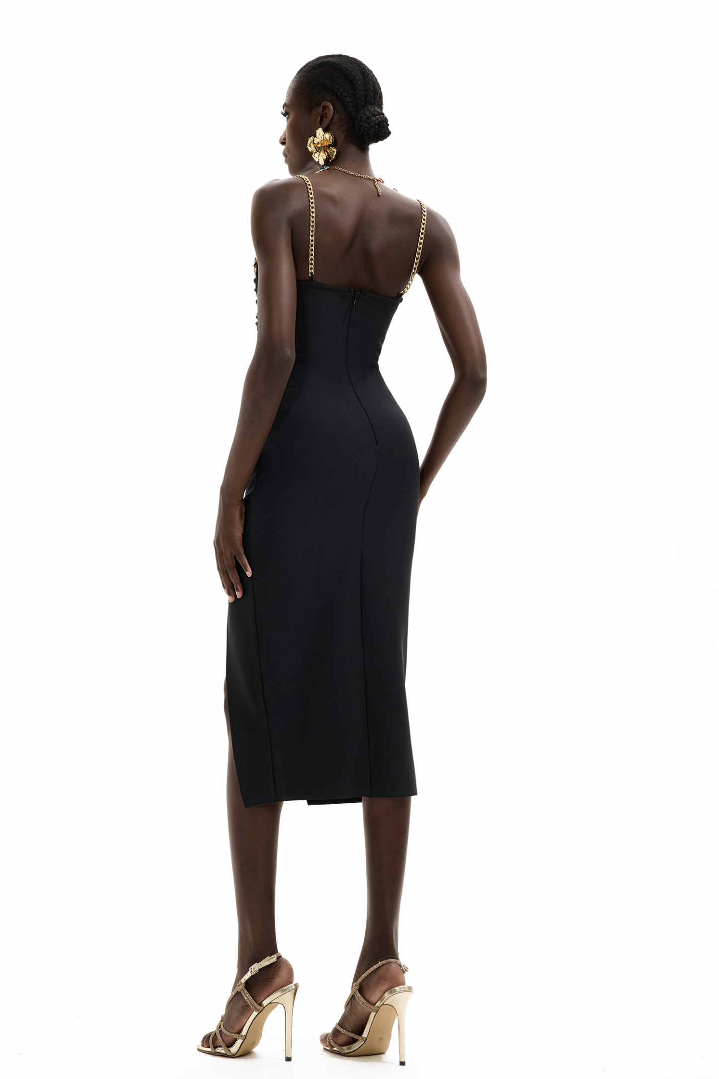 Knit Cut-Out Split Midi Dress