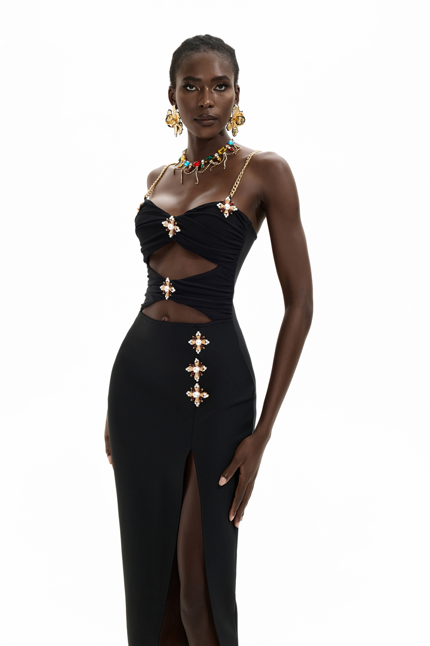 Knit Cut-Out Split Midi Dress