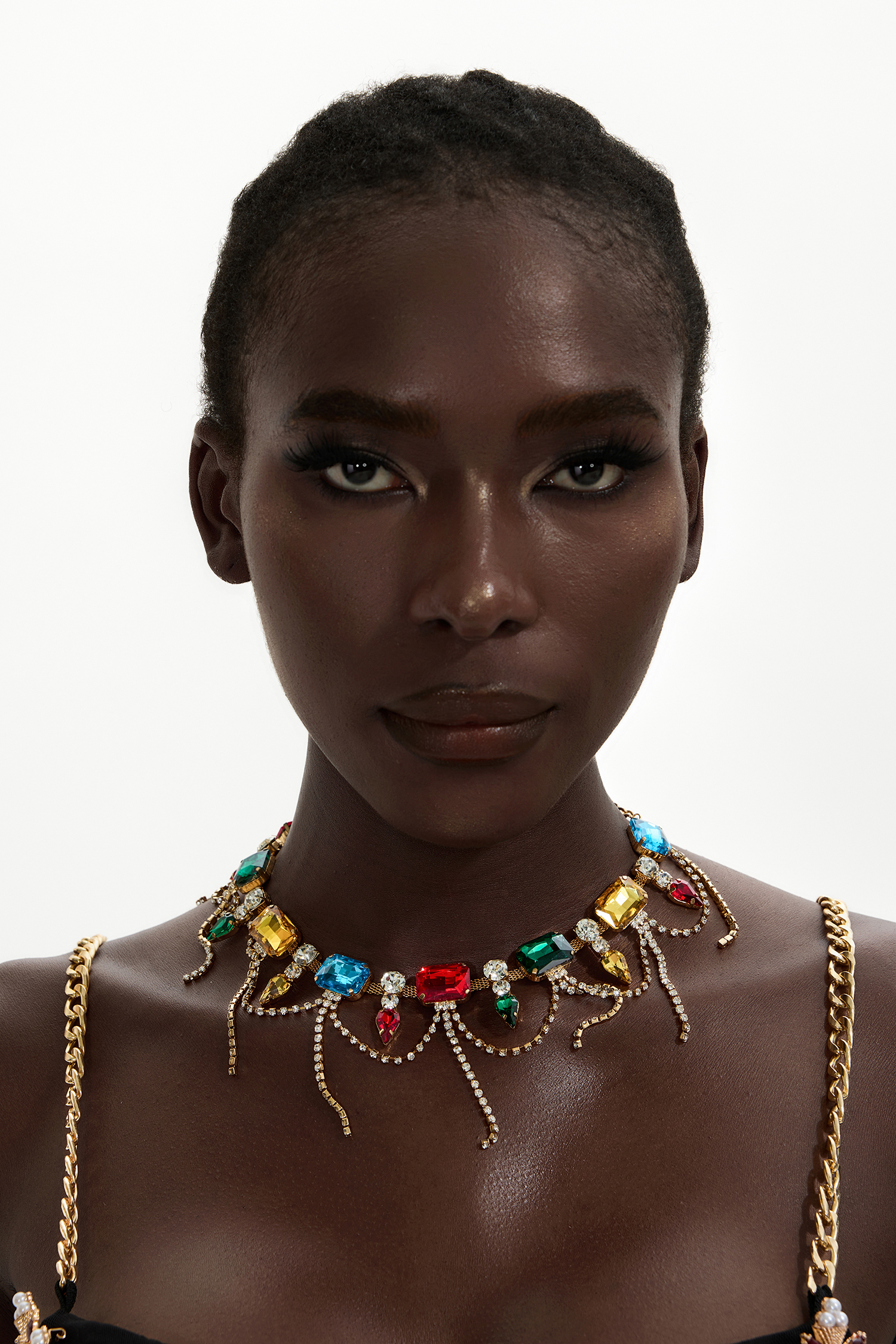 Colorful Rhinestone Tassel Necklace