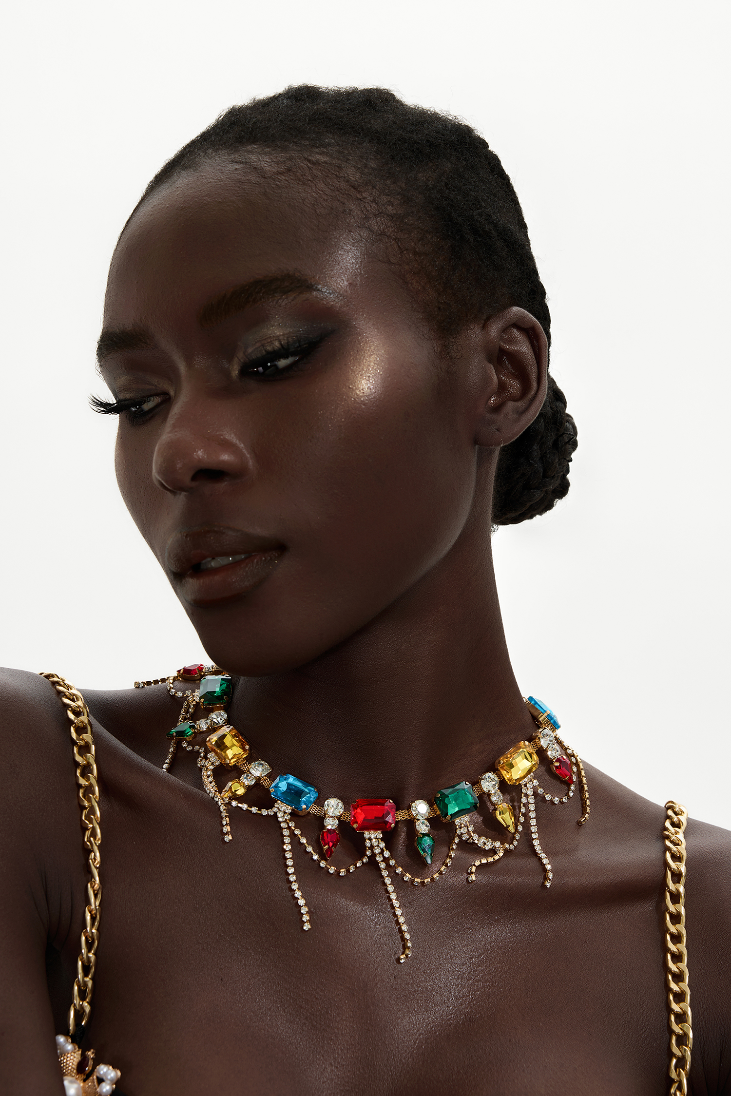 Colorful Rhinestone Tassel Necklace