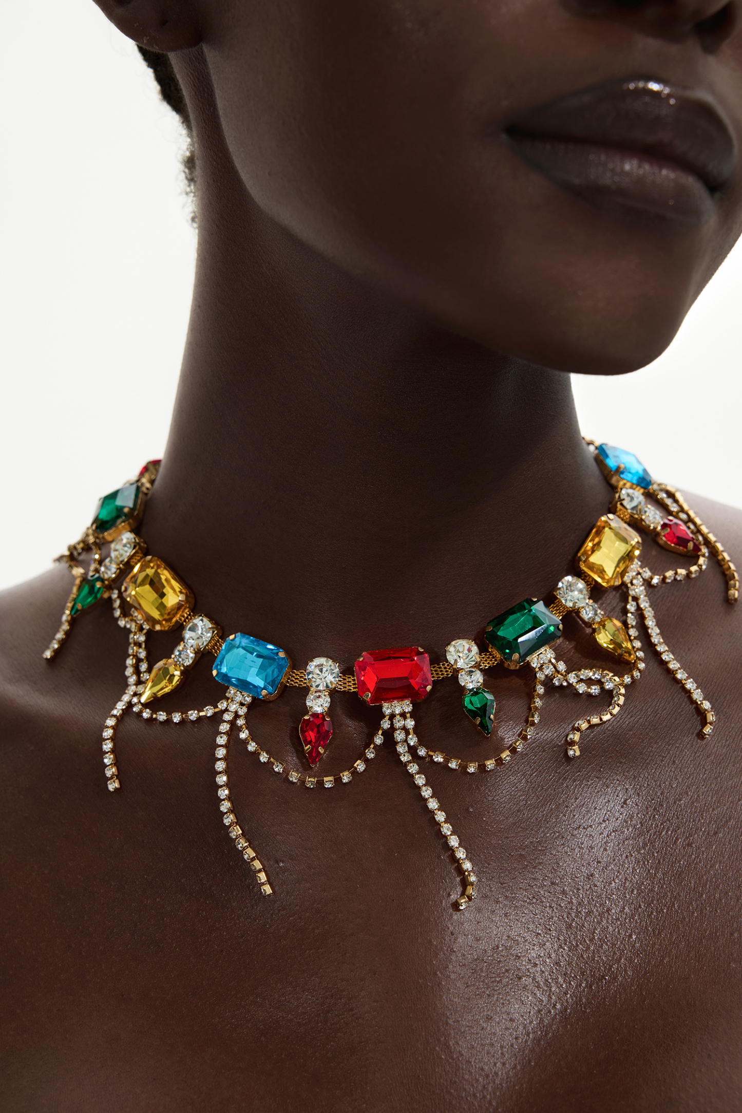 Colorful Rhinestone Tassel Necklace