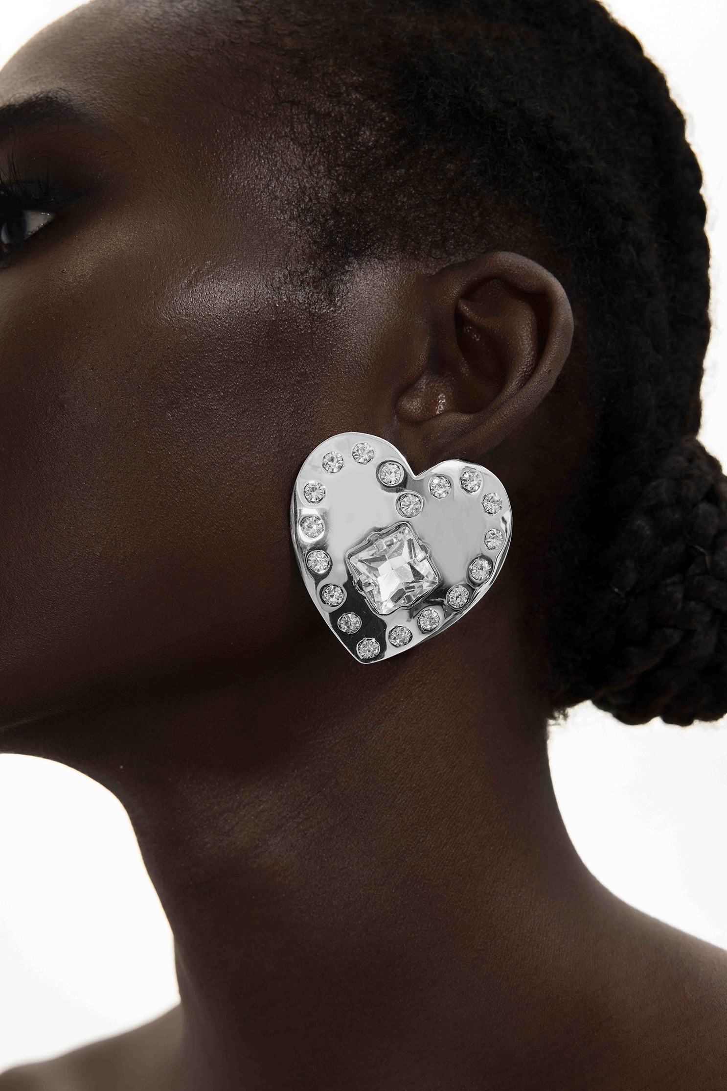 Rhinestone Heart Shape Metal Earrings