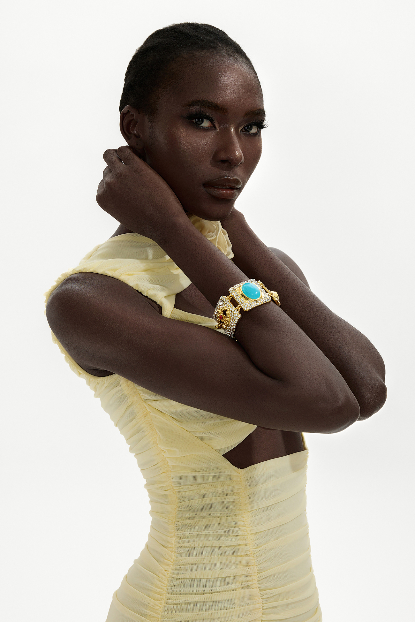 Faux Sapphire Rhinestone Metal Bracelet