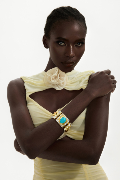 Faux Sapphire Rhinestone Metal Bracelet