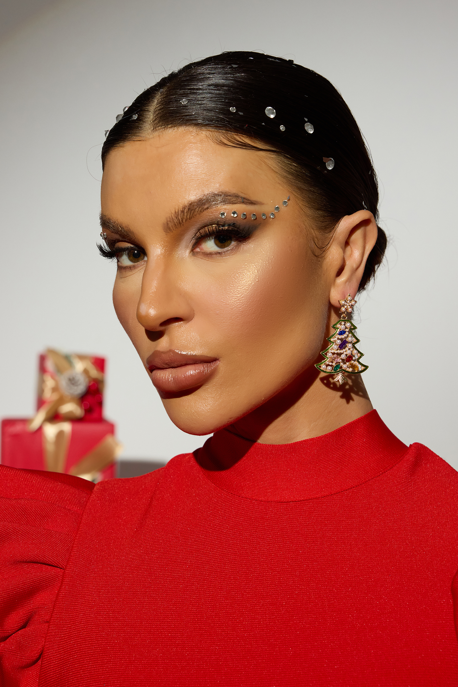 Faux Pearl Christmas Tree Shape Earrings