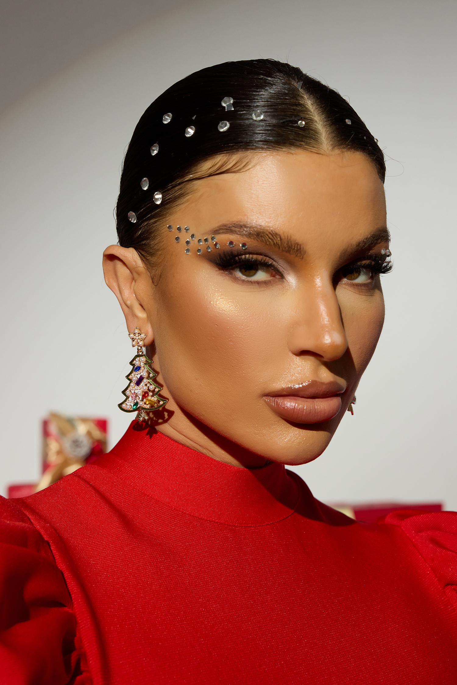 Faux Pearl Christmas Tree Shape Earrings