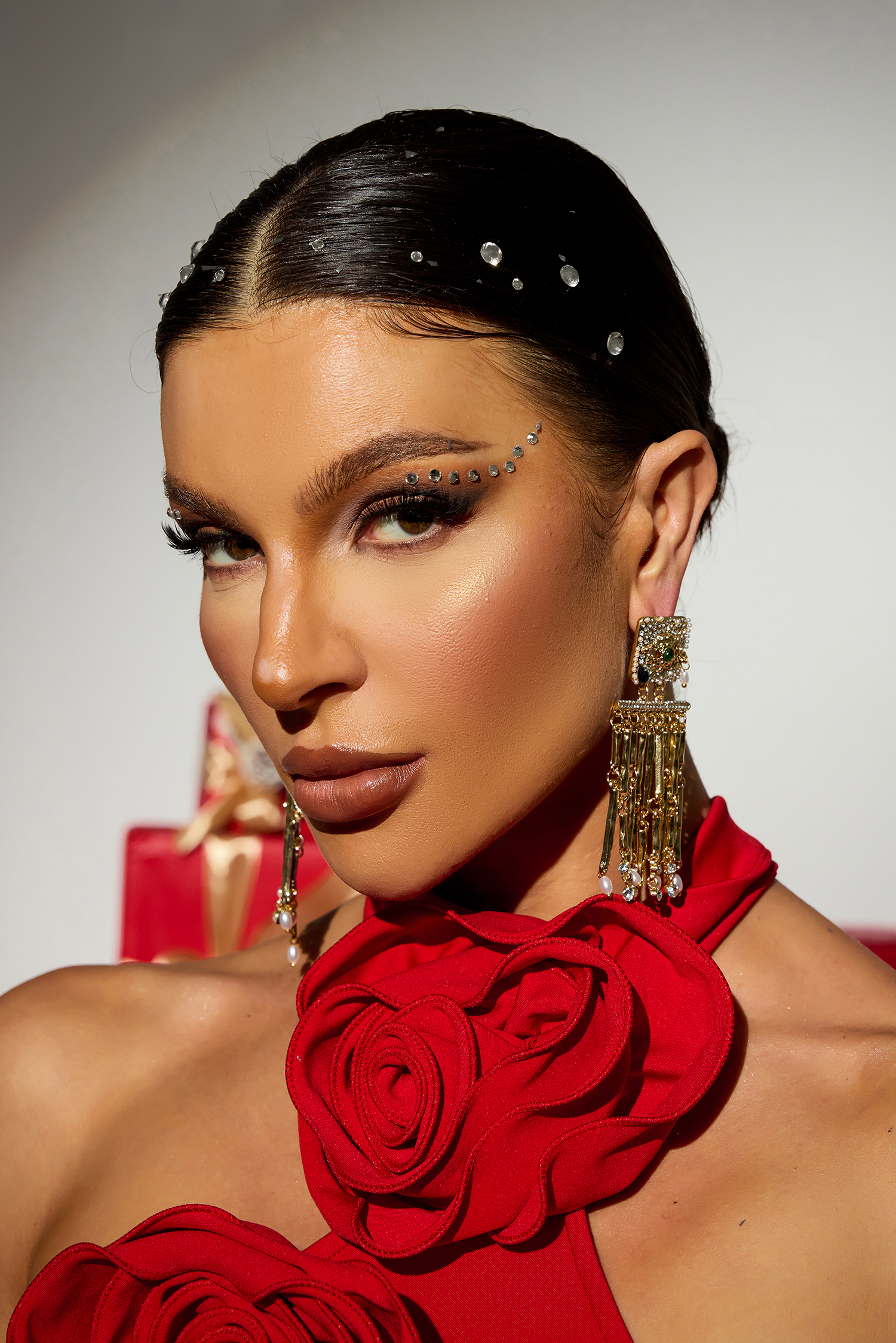 Rhinestone Faux Pearl Tassel Earrings