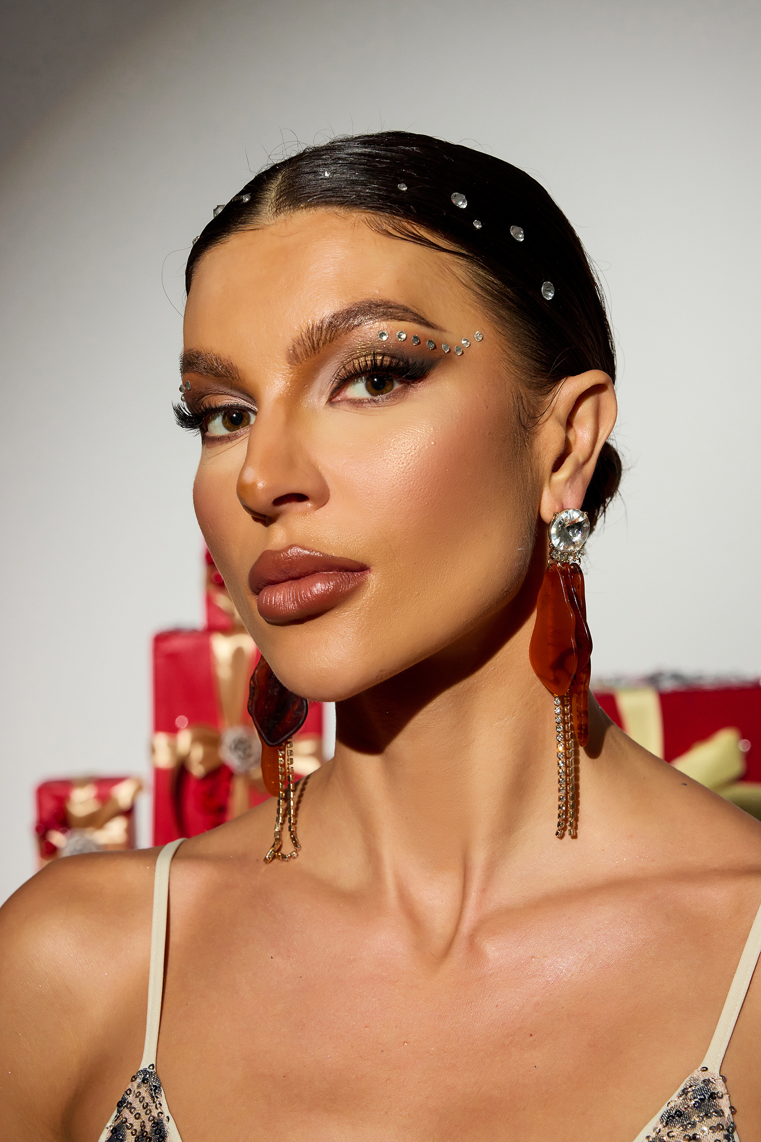 Irregular Shape Acrylic Faux Diamond Tassel Earrings