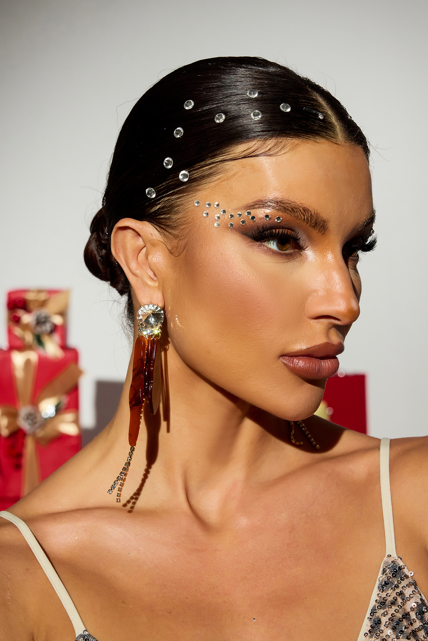 Irregular Shape Acrylic Faux Diamond Tassel Earrings