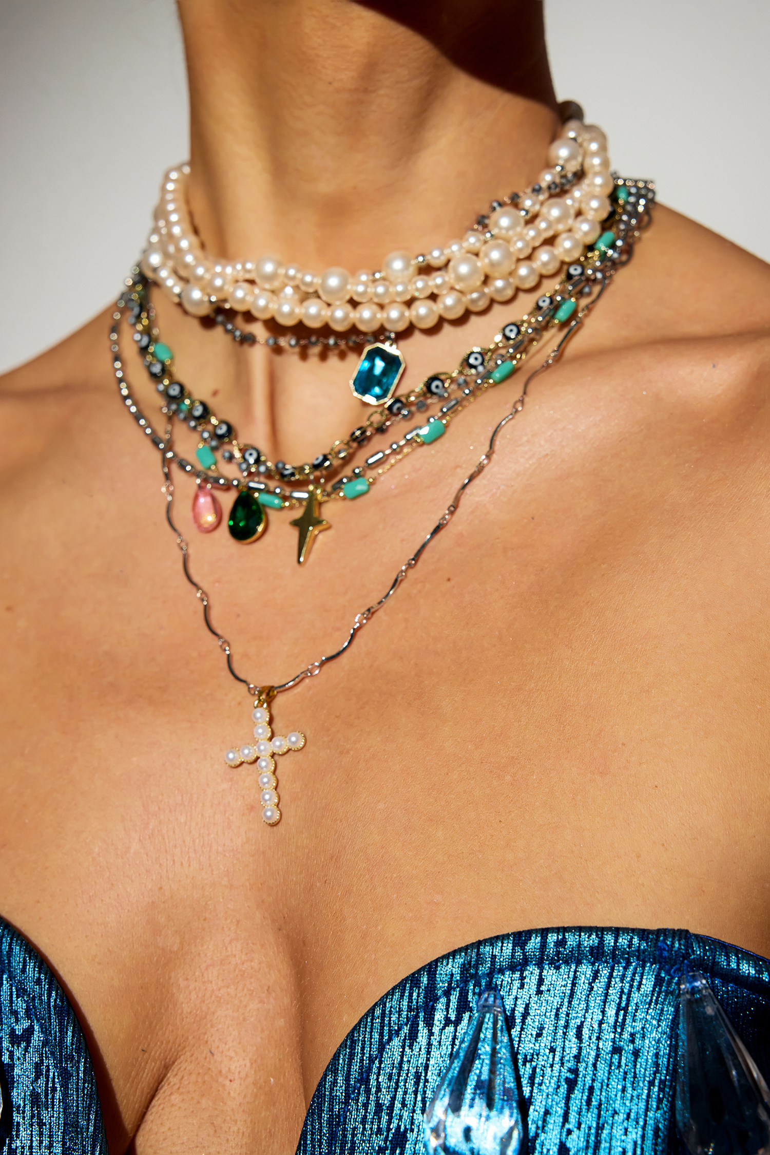 Faux Pearl Multi-Layered Necklace
