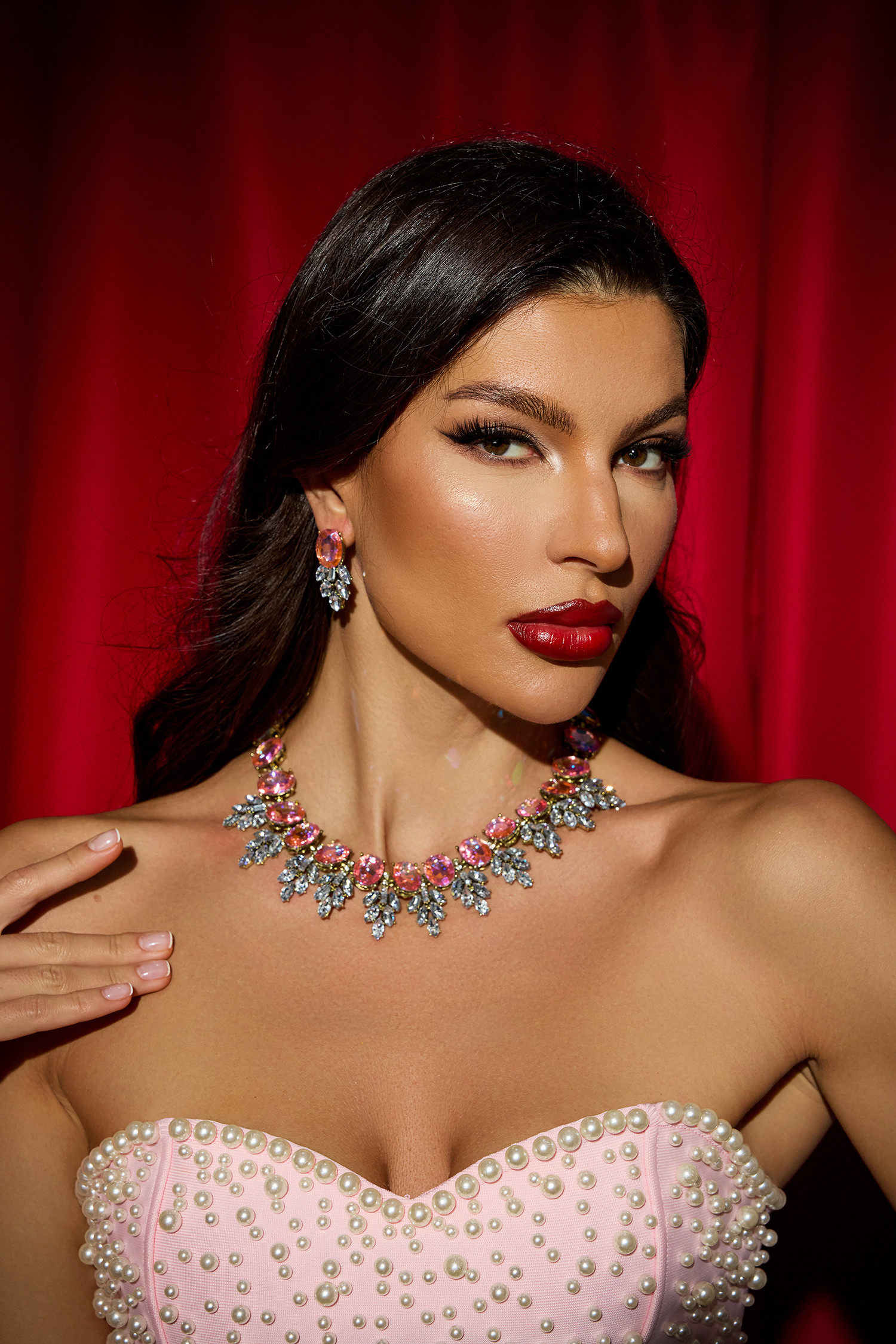 Faux Diamond Necklace & Earrings Set