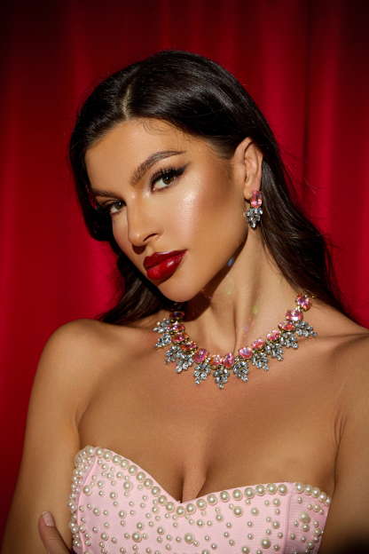 Faux Diamond Necklace & Earrings Set