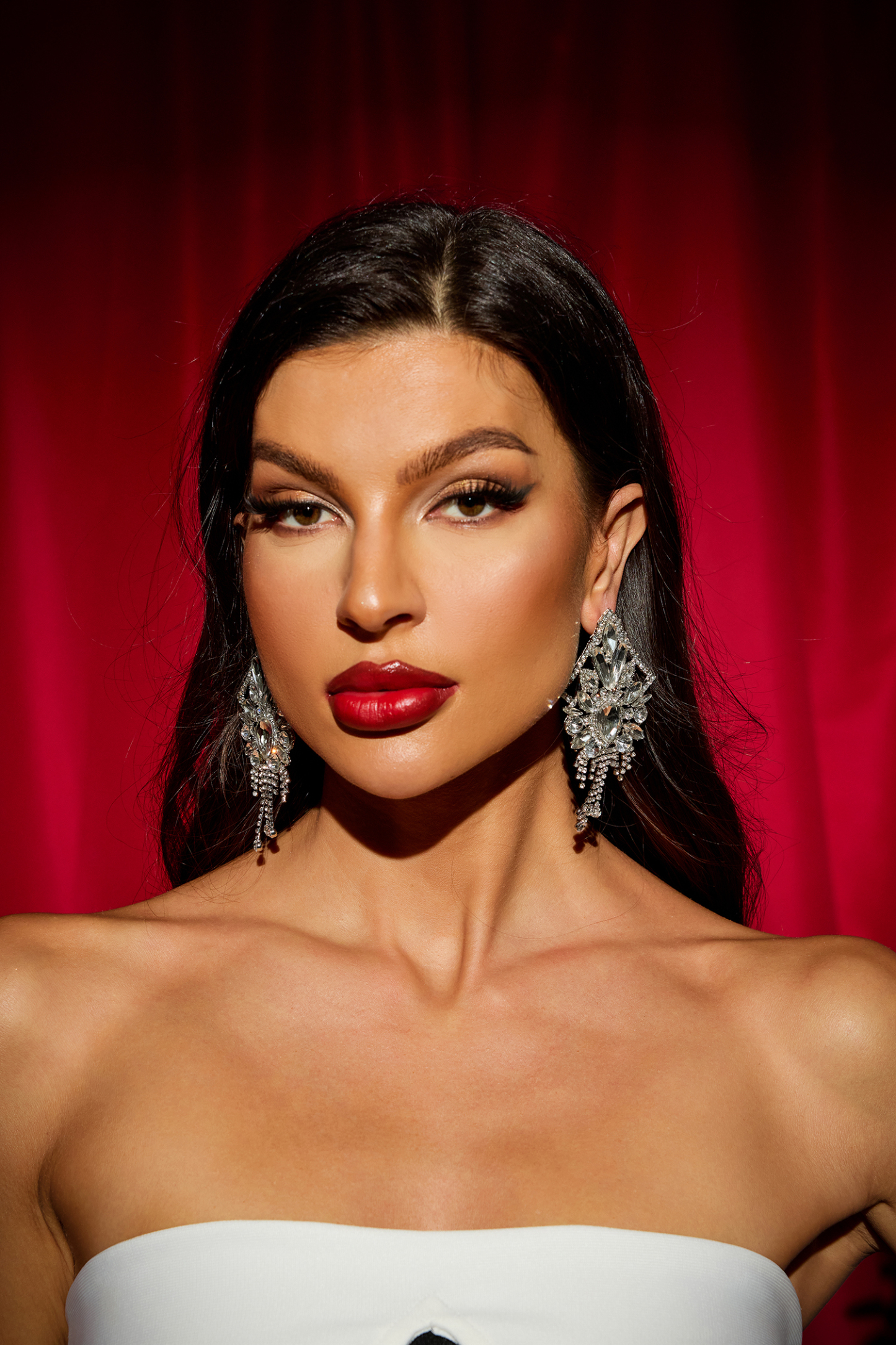 Faux Diamond Tassel Rhombus Earrings