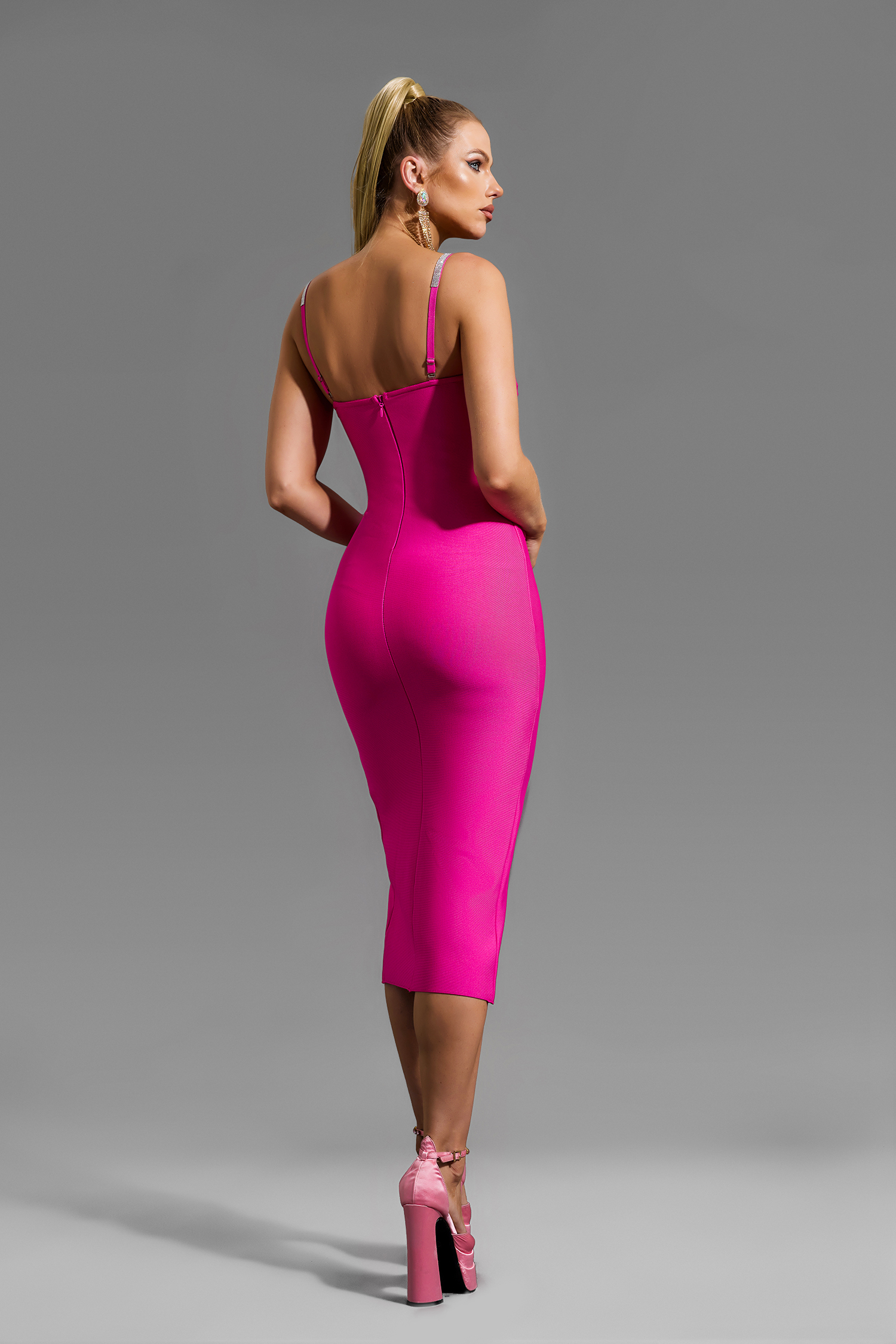 Bandage Button Slip Midi Dress