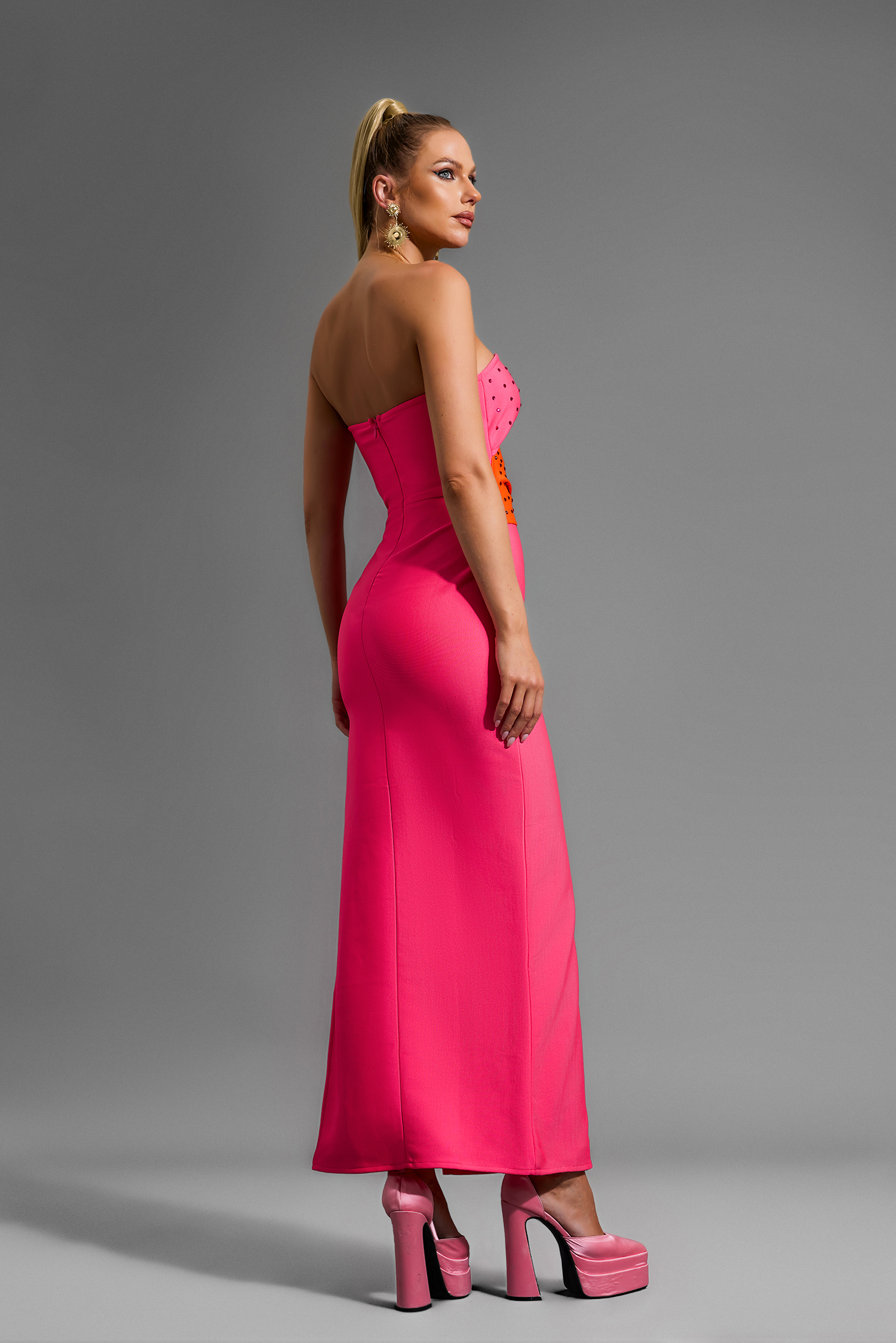Knit Cut-Out Off-Shoulder Split Maxi Dress