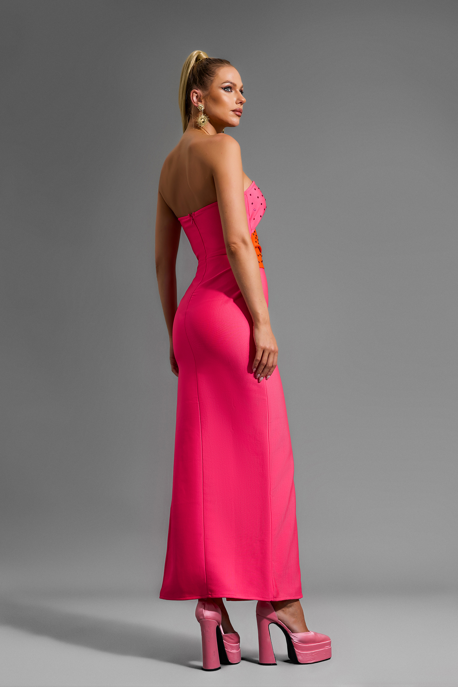 Knit Cut-Out Off-Shoulder Split Maxi Dress