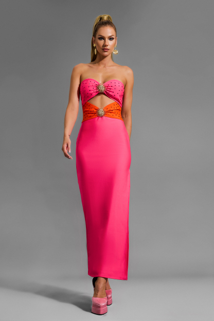 Knit Cut-Out Off-Shoulder Split Maxi Dress