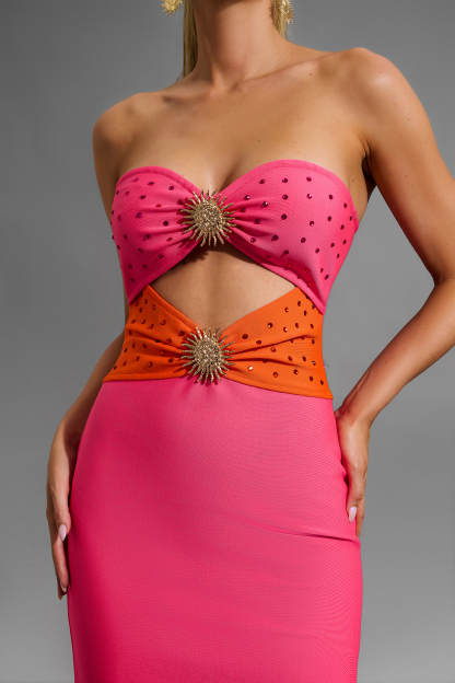Knit Cut-Out Off-Shoulder Split Maxi Dress