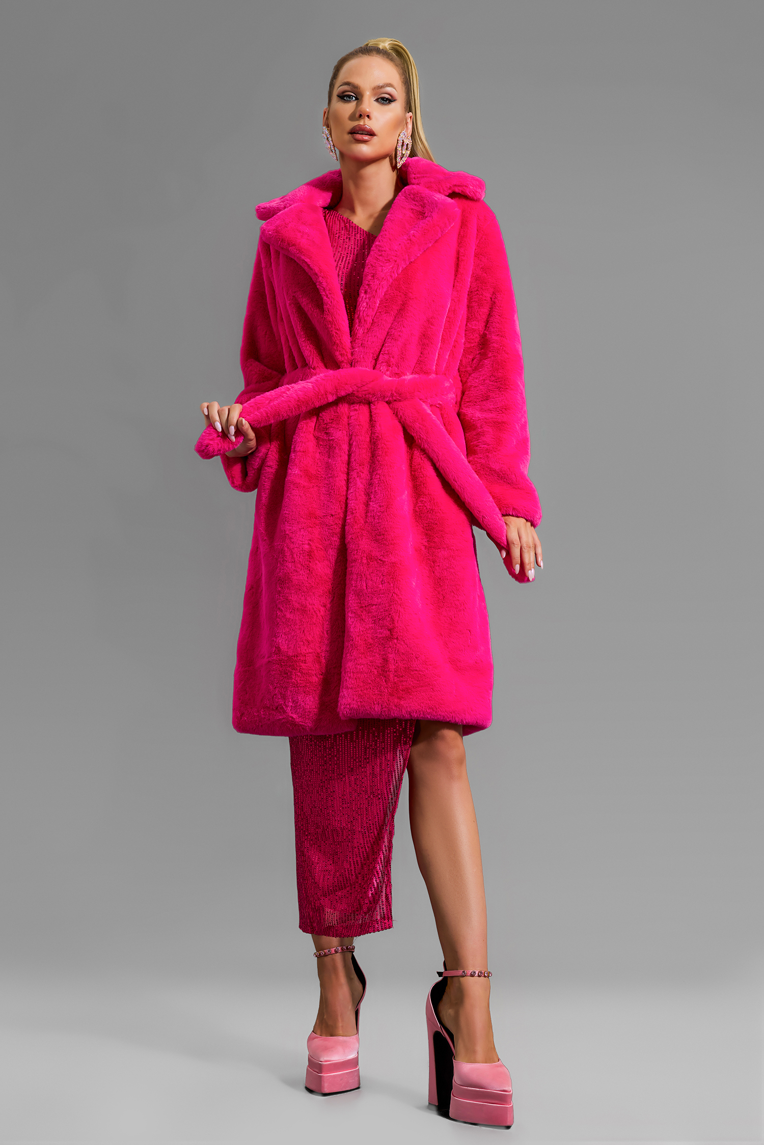 Open Front Longline Fuzzy Coat