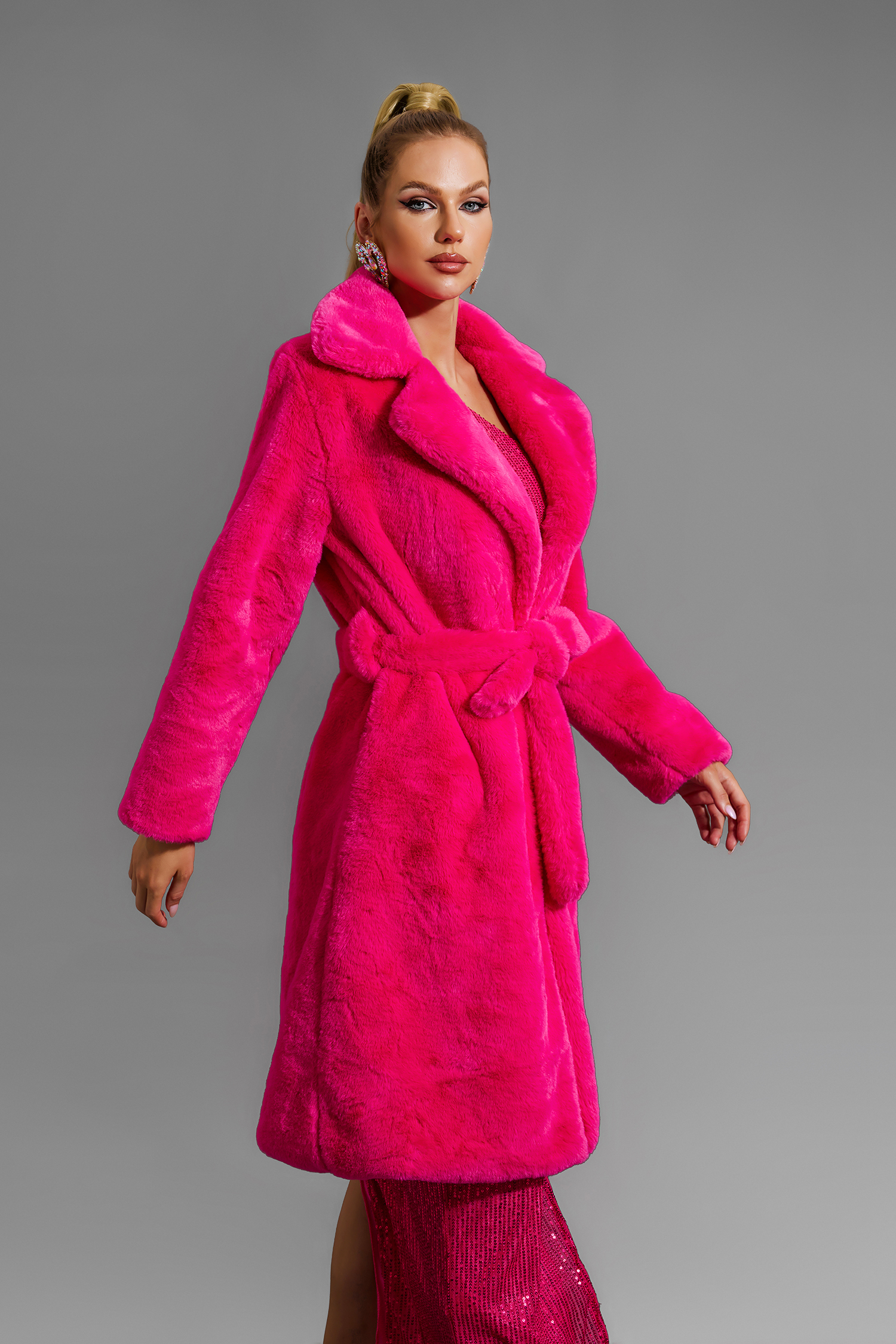 Open Front Longline Fuzzy Coat