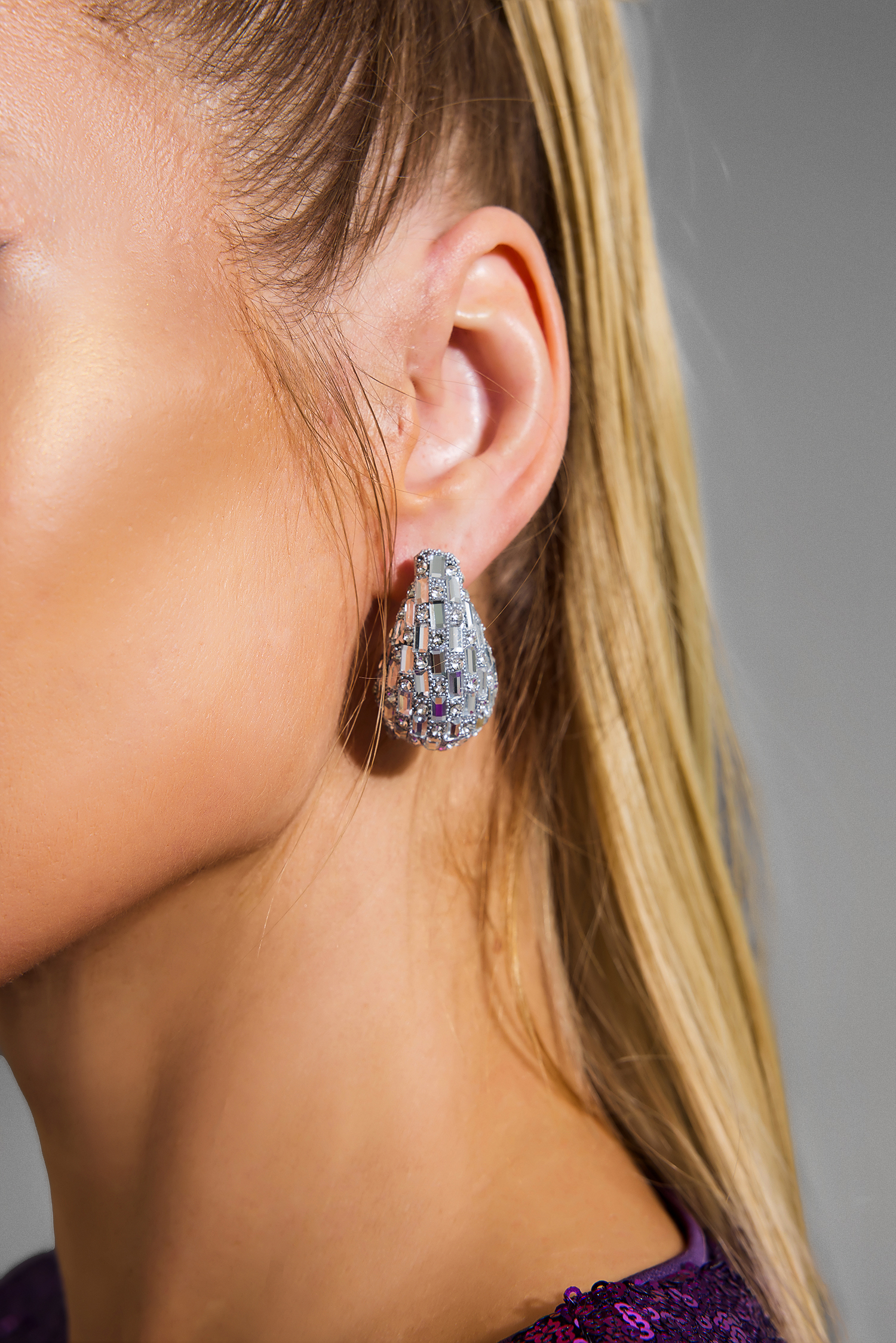 Rhinestone Teardrop Stud Earrings