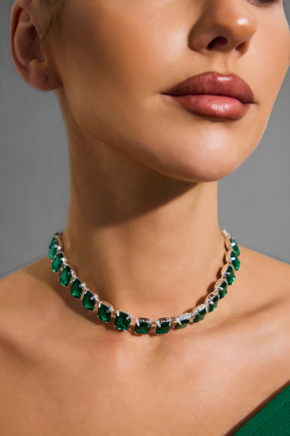 Rectangle Faux Diamond Necklace