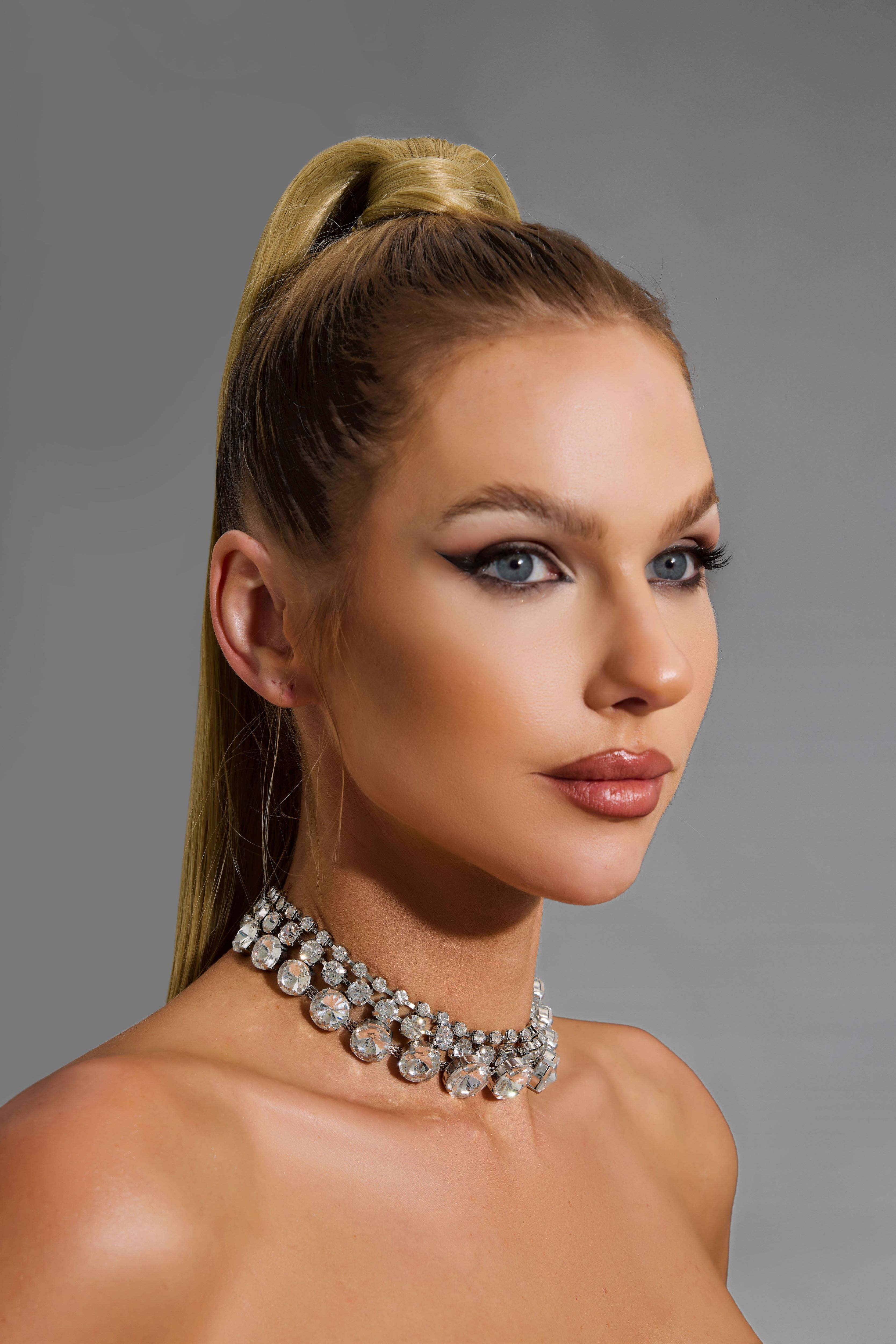 Faux Diamond Multi Layered Necklace