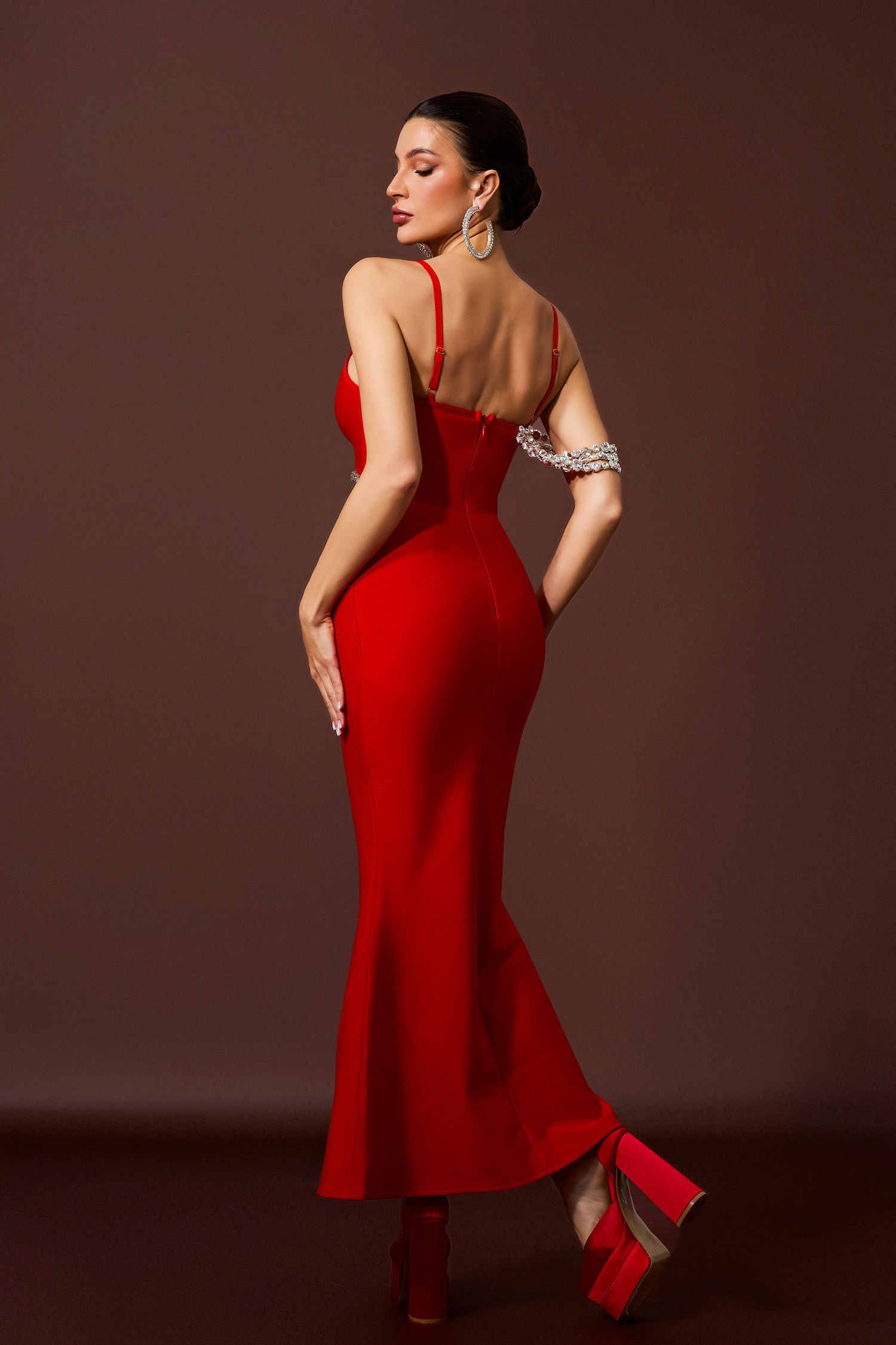 Rhinestone Sleeveless Splicing Maxi Dress