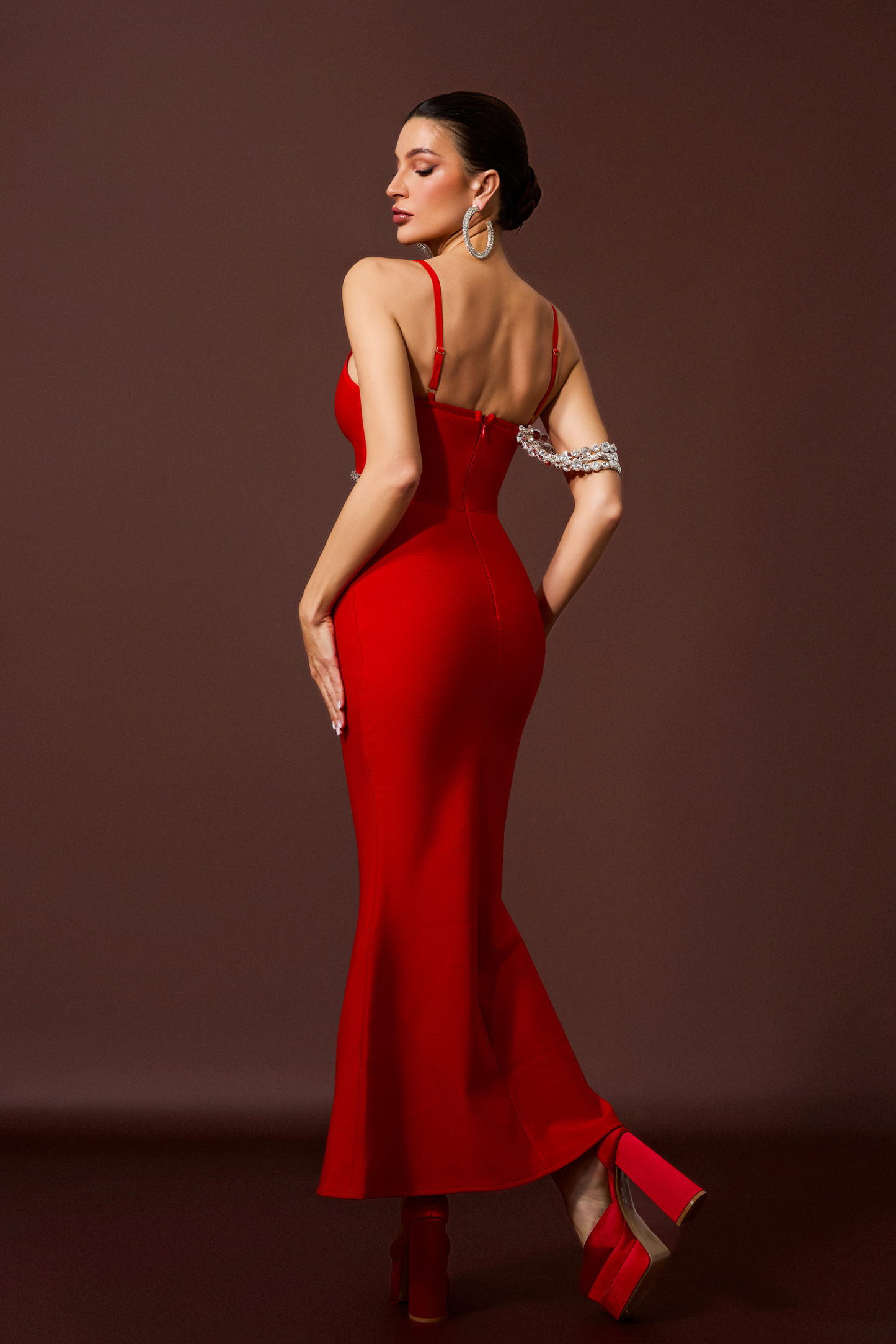 Rhinestone Sleeveless Splicing Maxi Dress