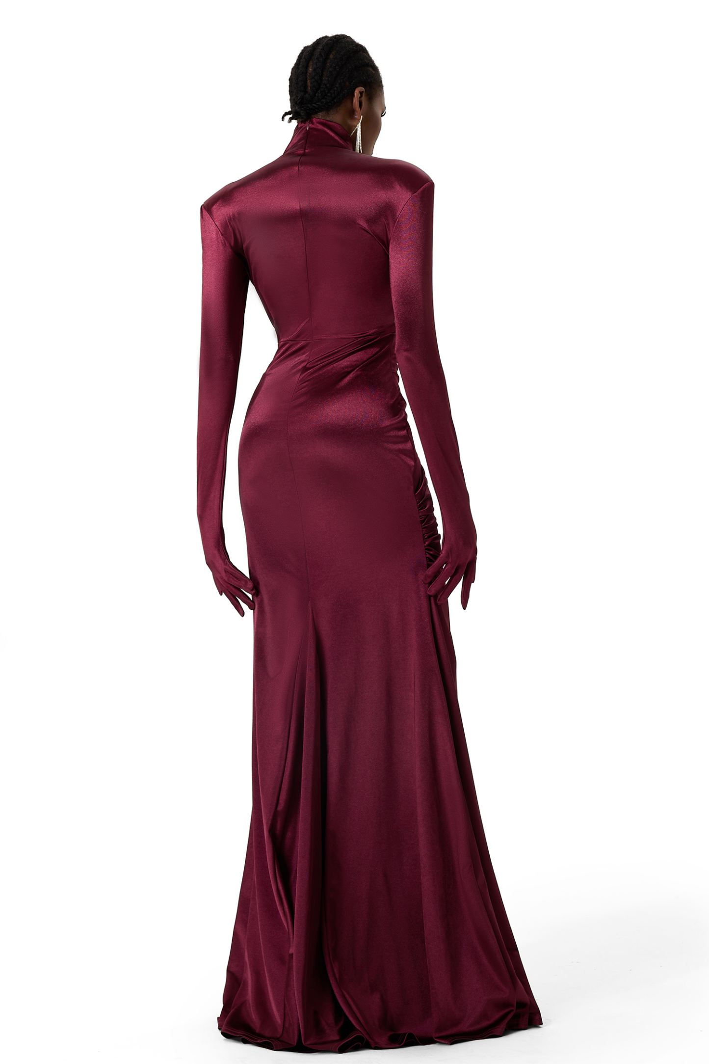 Satin High Neck Knotted Cut Out Maxi Dress