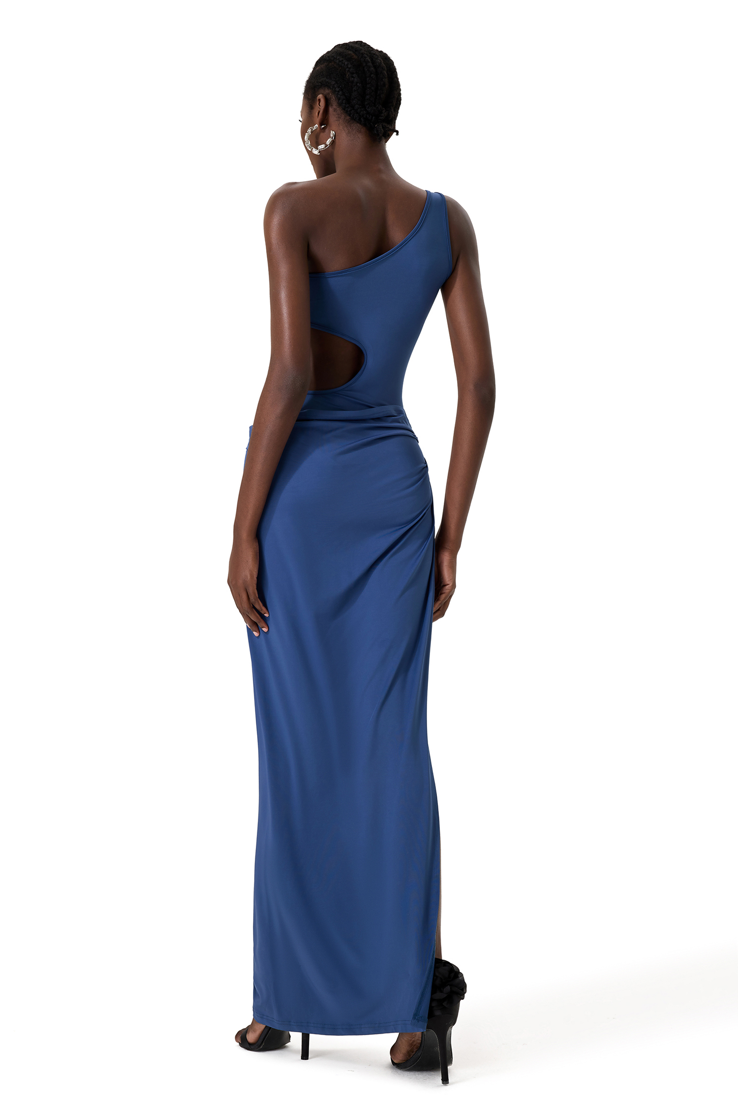 Solid Cut Out Split Maxi Dress